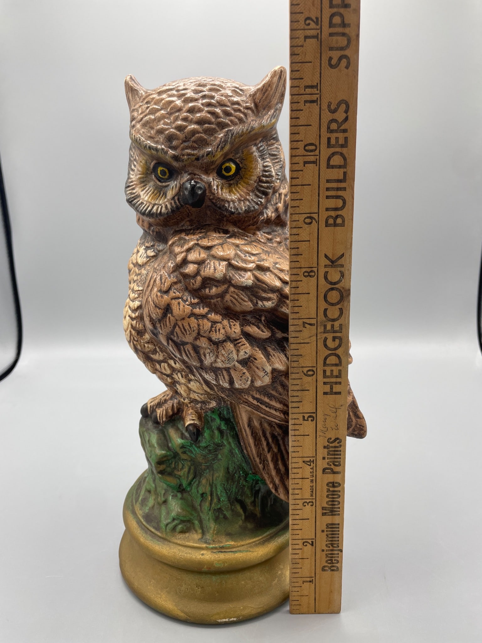 Painted Ceramic Owl Sculpture With Stand, Approximately 12 Inches Tall - 6