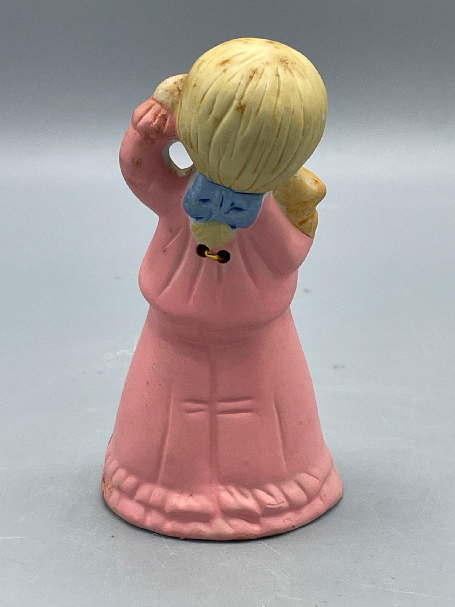 Jasco 1978 Taiwan Ceramic Bell Figurine in Pink Dress - 2