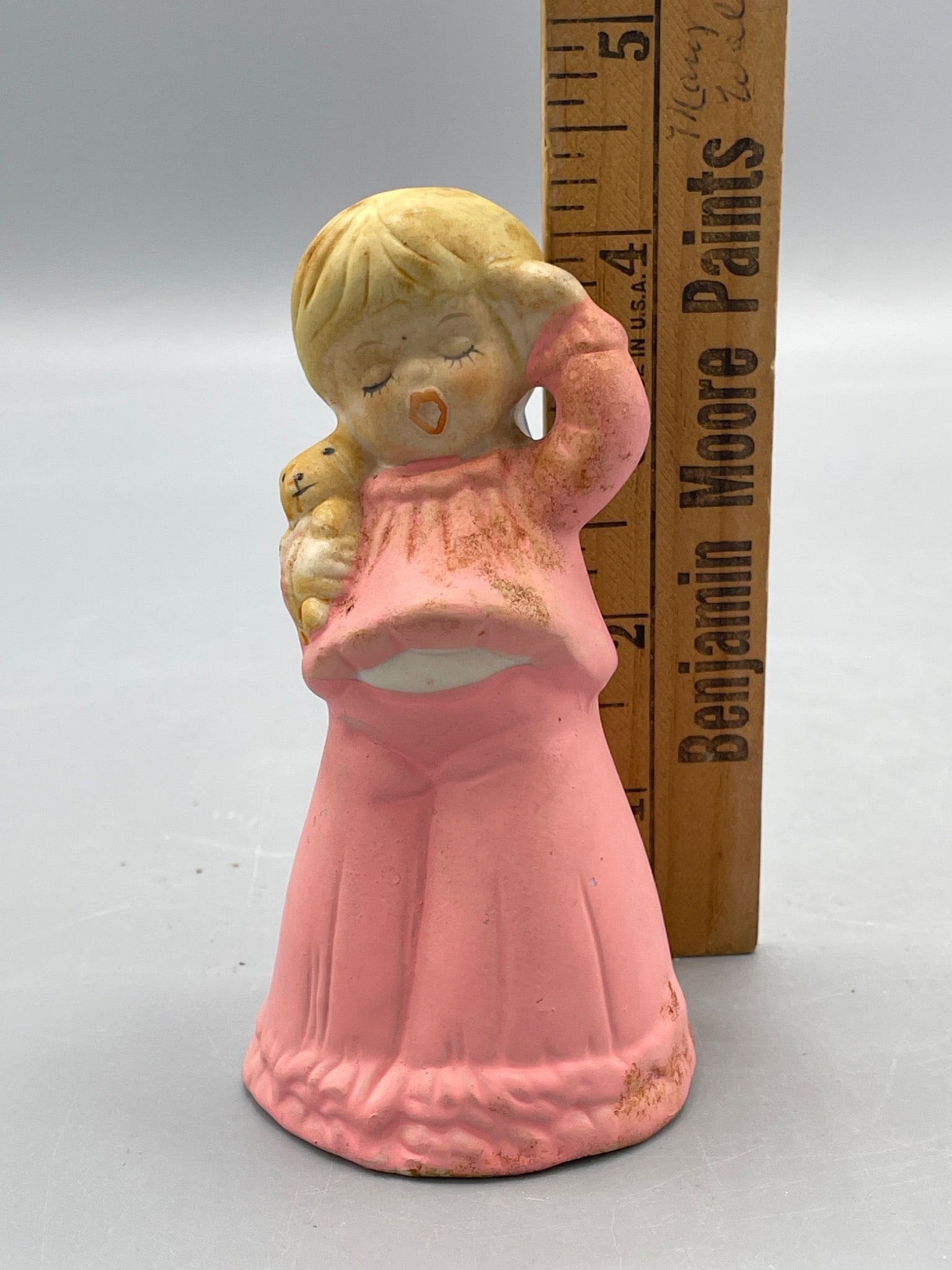 Jasco 1978 Taiwan Ceramic Bell Figurine in Pink Dress - 5
