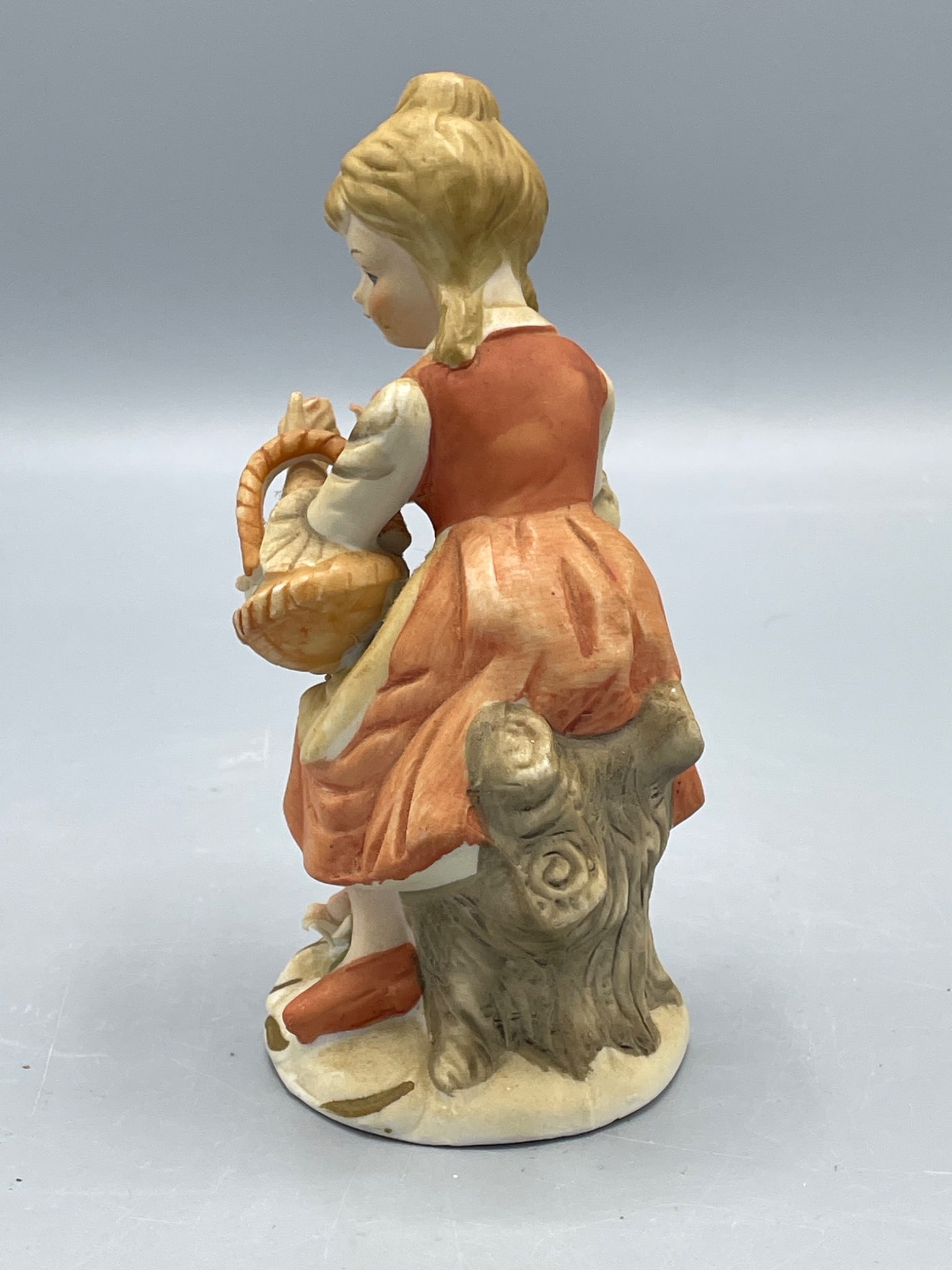 Hand-Painted Ceramic Figurine of Girl Holding Basket With Flowers - 2