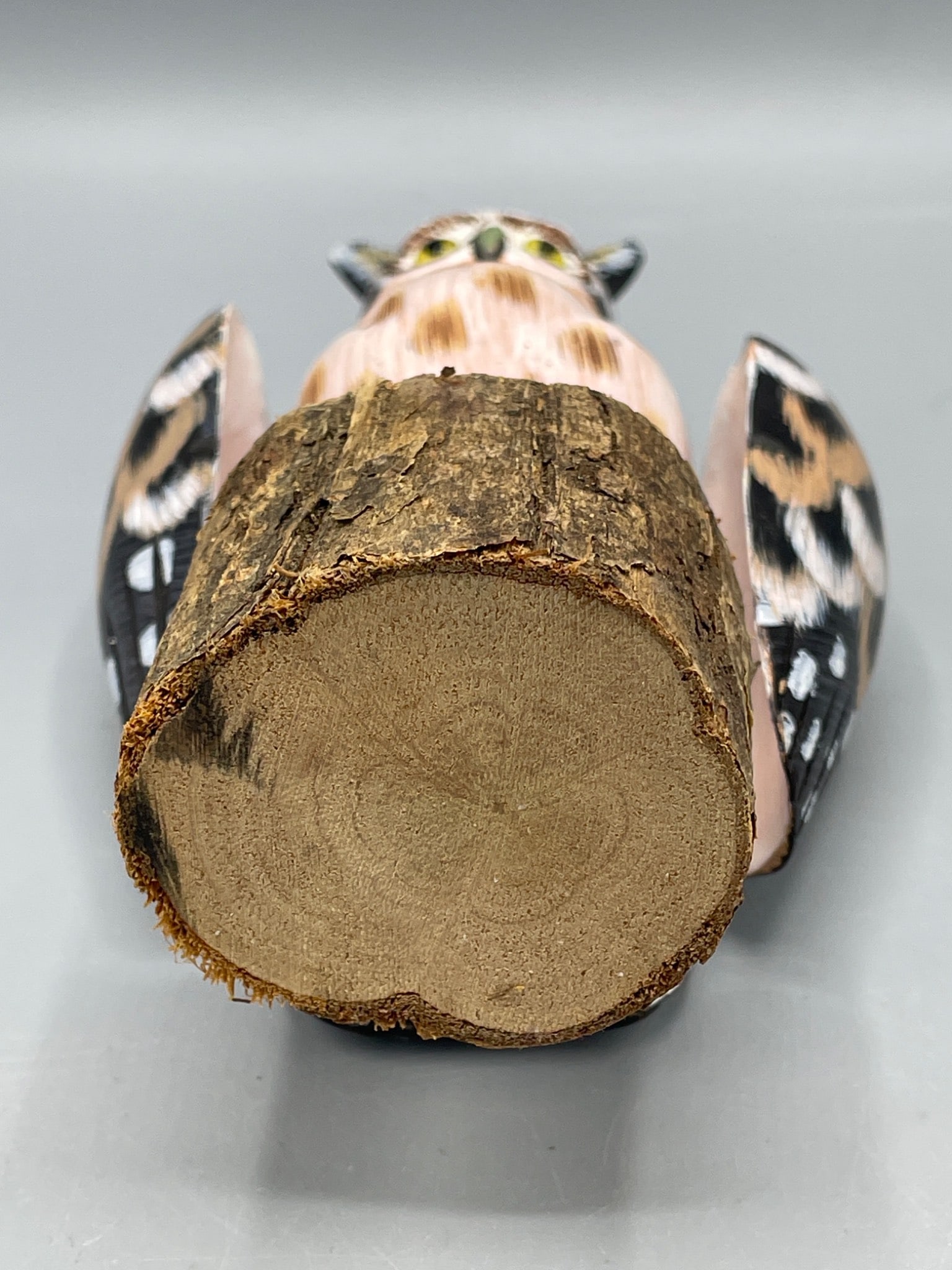 Hand-Carved And Painted Owl Figurine On Wooden Base, 6-Inch Height - 5