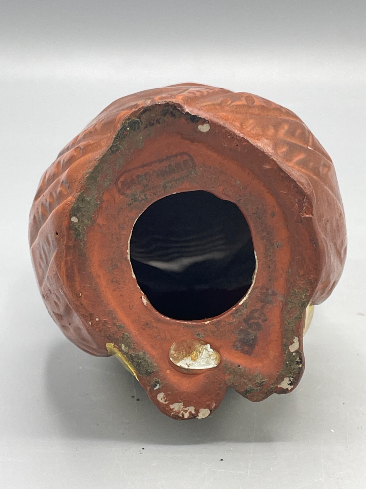 Ceramic Owl Coin Bank with Yellow and Brown Glaze - 5
