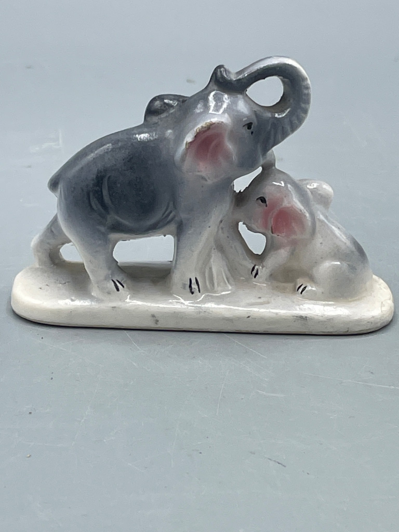 Porcelain Figurine of an Elephant and Calf with Base - 2
