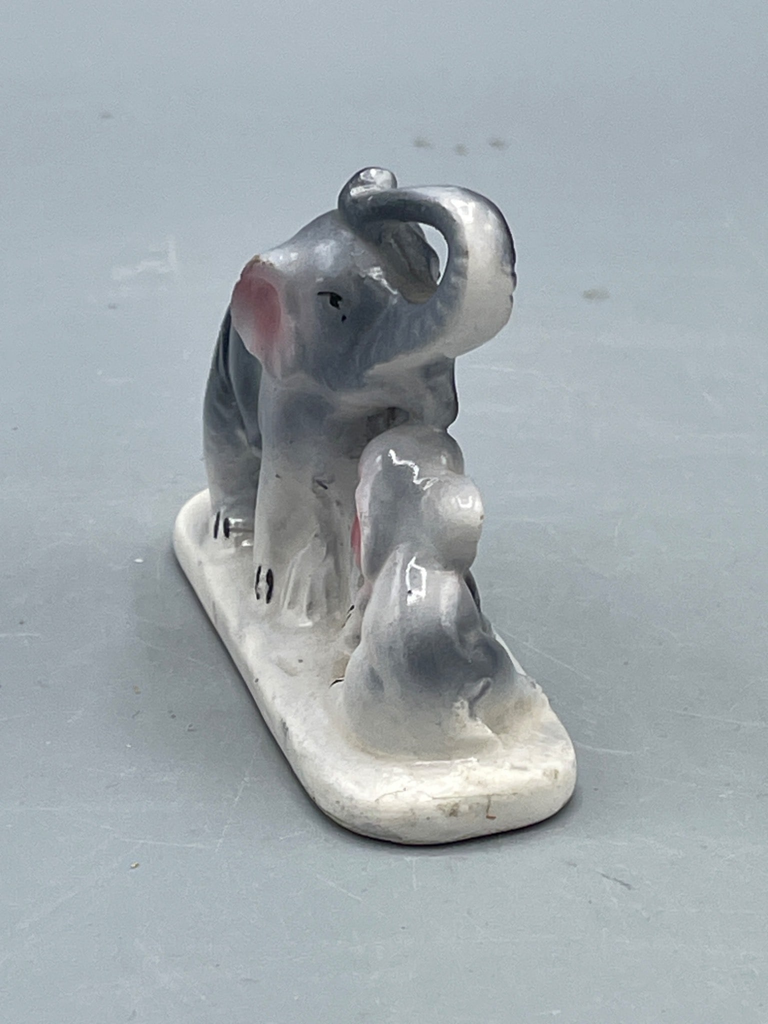 Porcelain Figurine of an Elephant and Calf with Base - 4