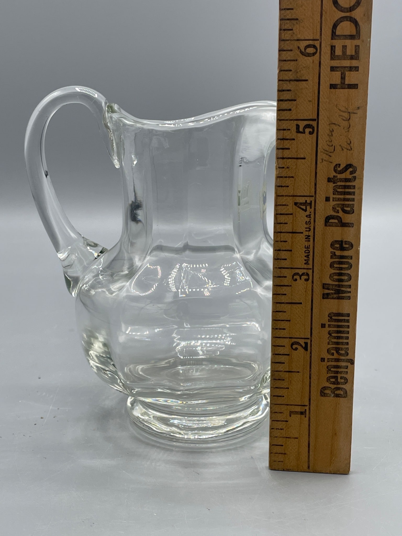 Clear Glass Pitcher with Handle and Spout, Approx. 6 Inches Tall - 4