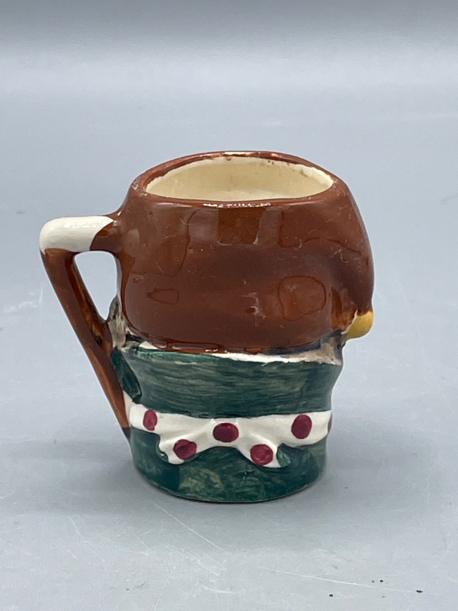 Toby style mug Small Character Face Ceramic Mug, Likely Hand-Painted, Approximately 2 Inches Tall - 2