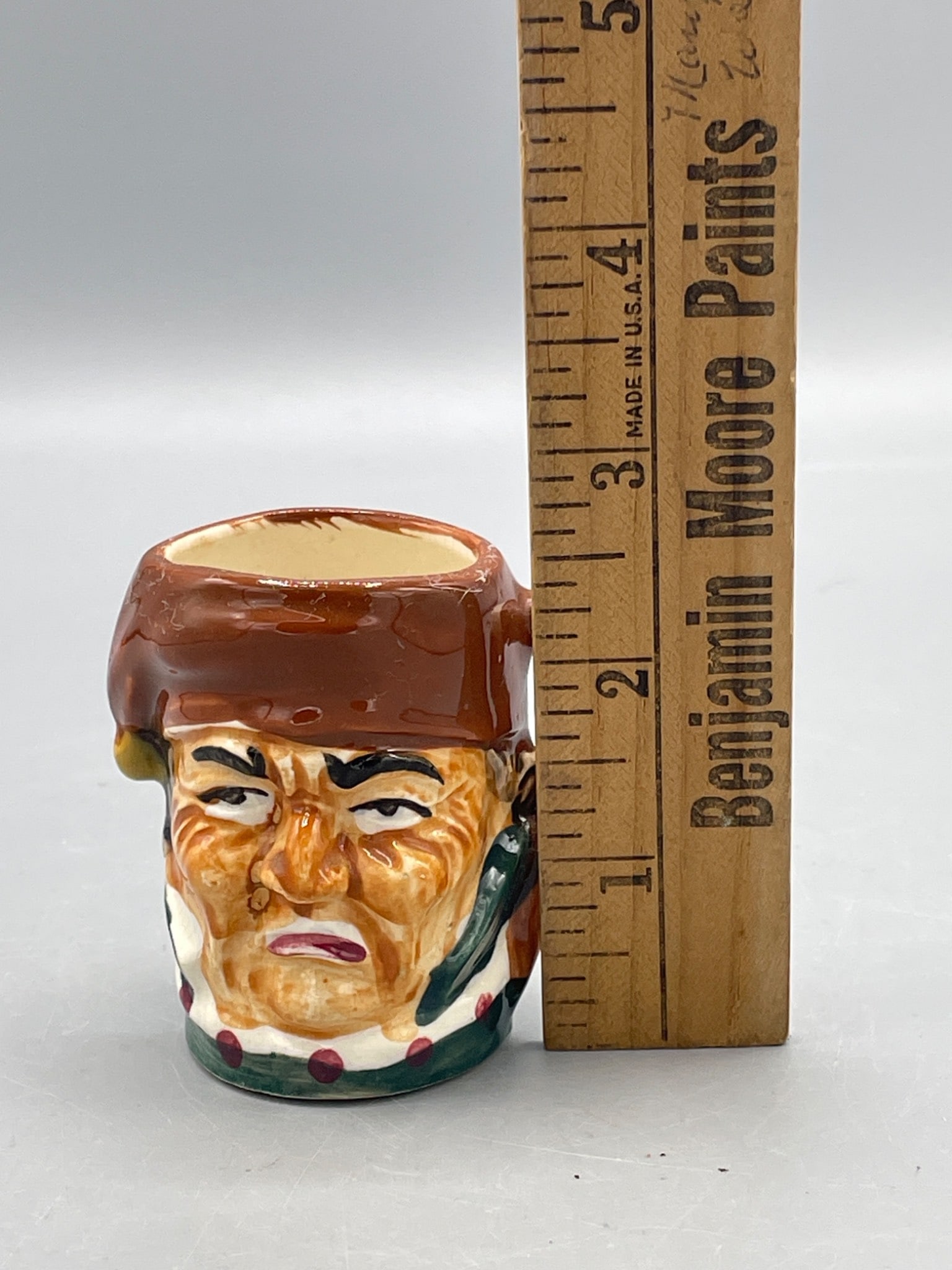 Toby style mug Small Character Face Ceramic Mug, Likely Hand-Painted, Approximately 2 Inches Tall - 4