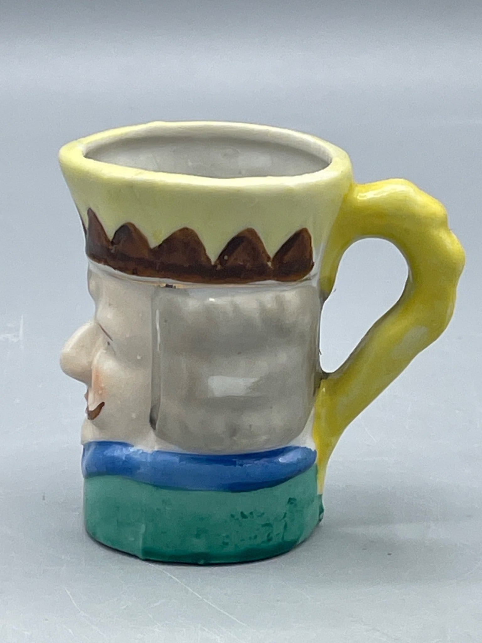 Hand-Painted Ceramic Figural Mug with 'Japan' Marking, Approx. 2.5 in. Tall - 2