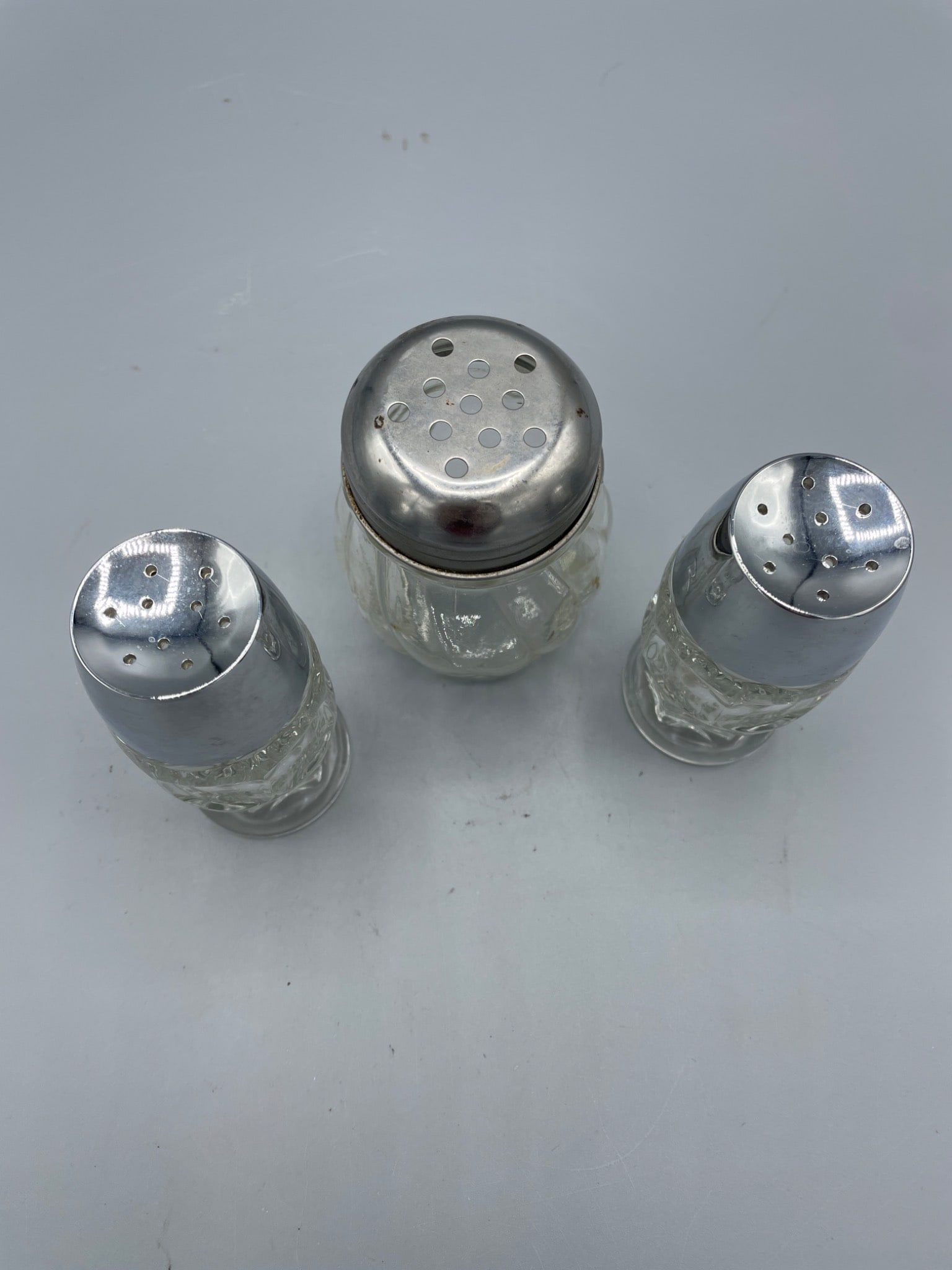 Glass Shaker Set with Metal Lids, Includes Salt, Pepper, and Flour Shakers - 2