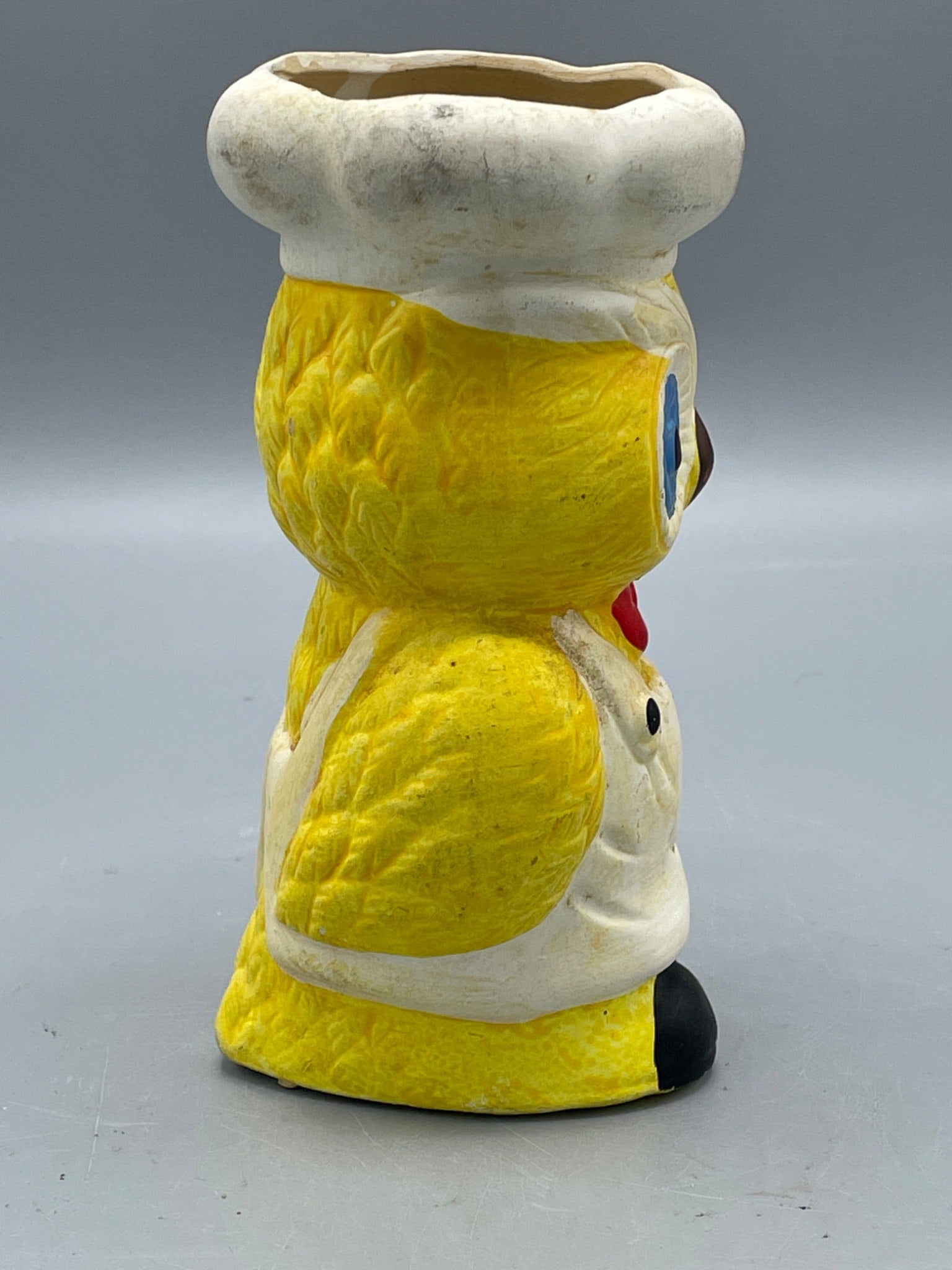 Yellow and White Owl-Shaped Ceramic Figurine with Chef Hat - 2