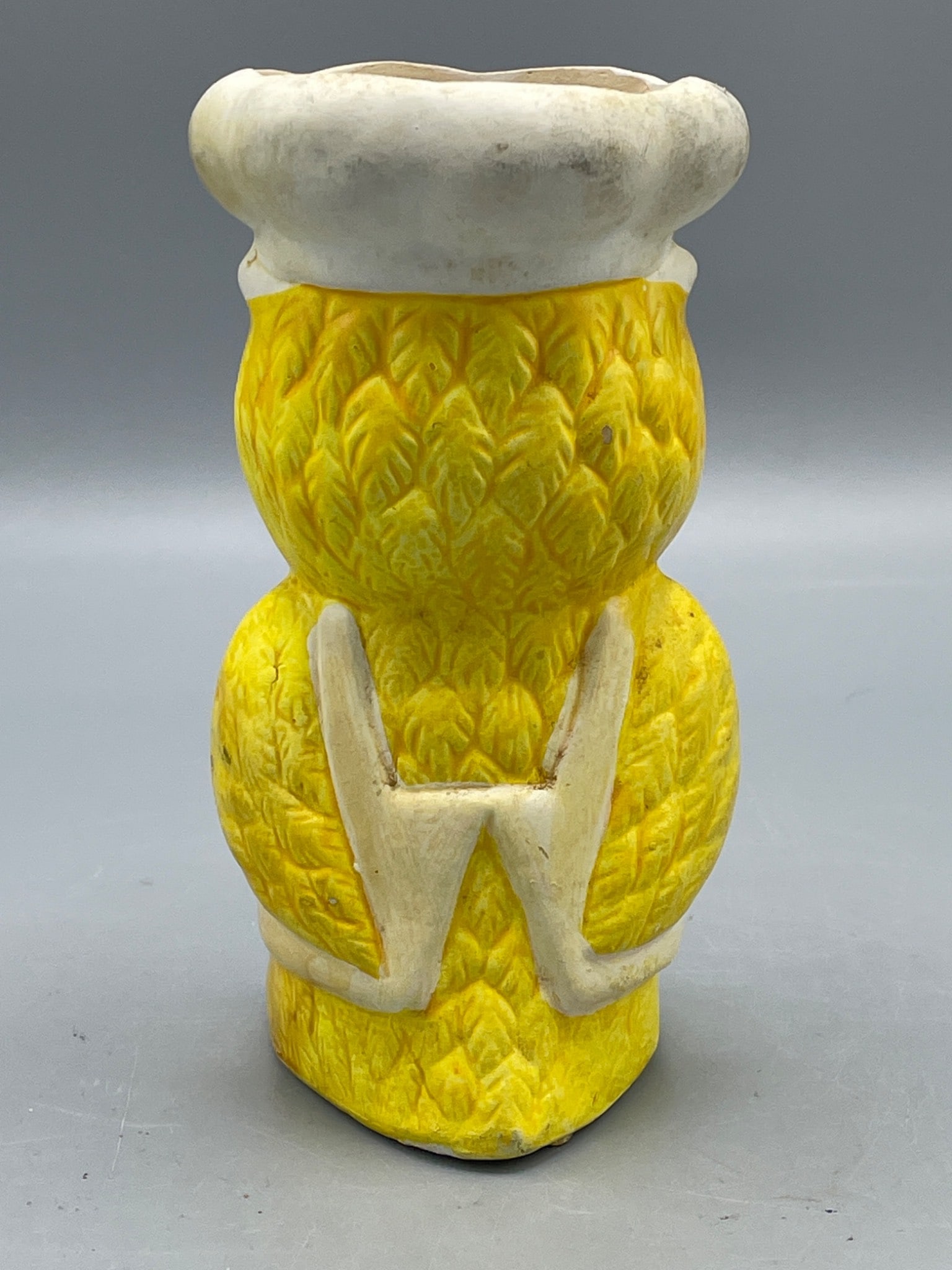 Yellow and White Owl-Shaped Ceramic Figurine with Chef Hat - 3