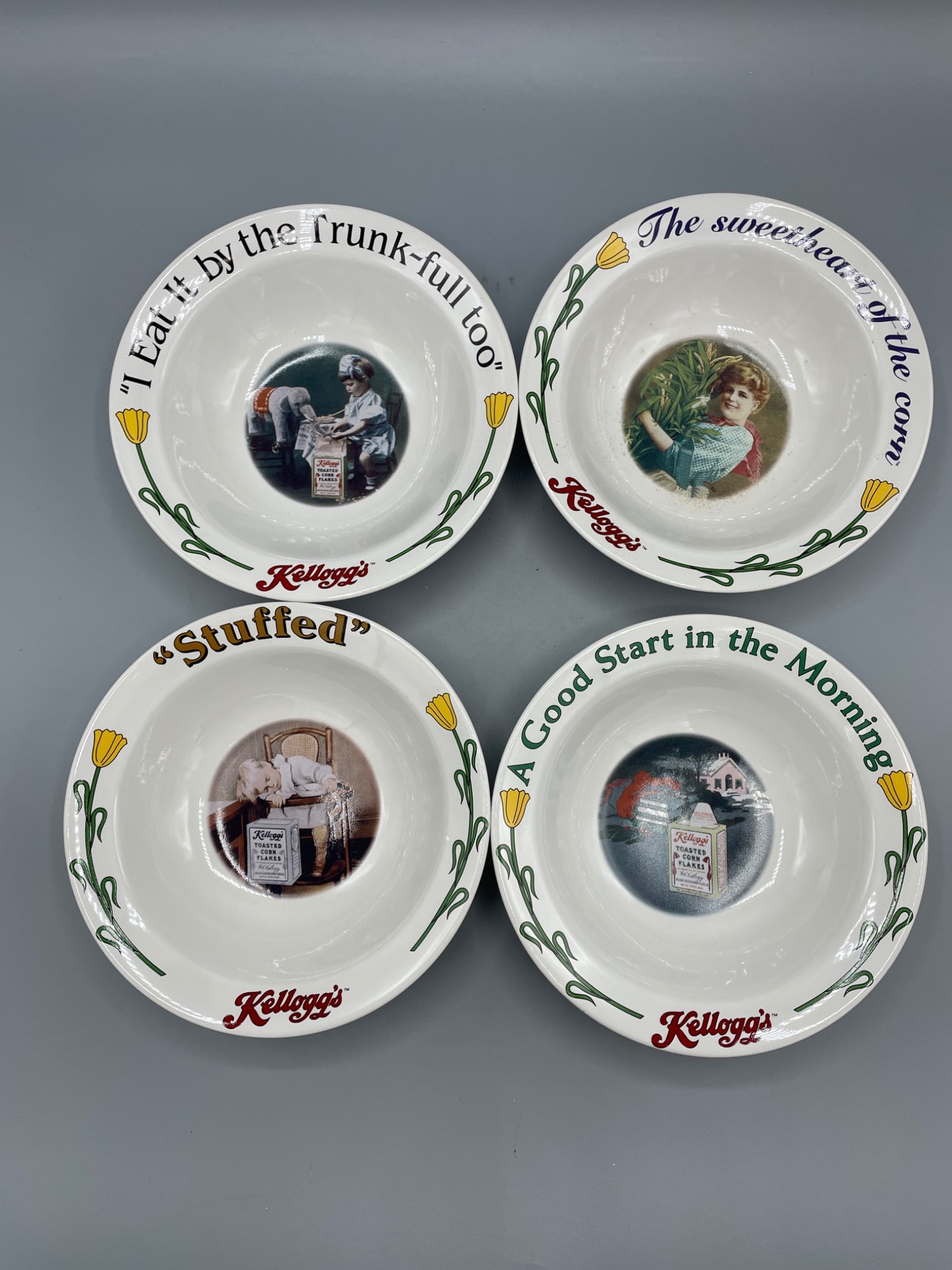 4 Kellogg's Collector Bowls, 1996, Series Featuring Vintage Ads (1 of 12)