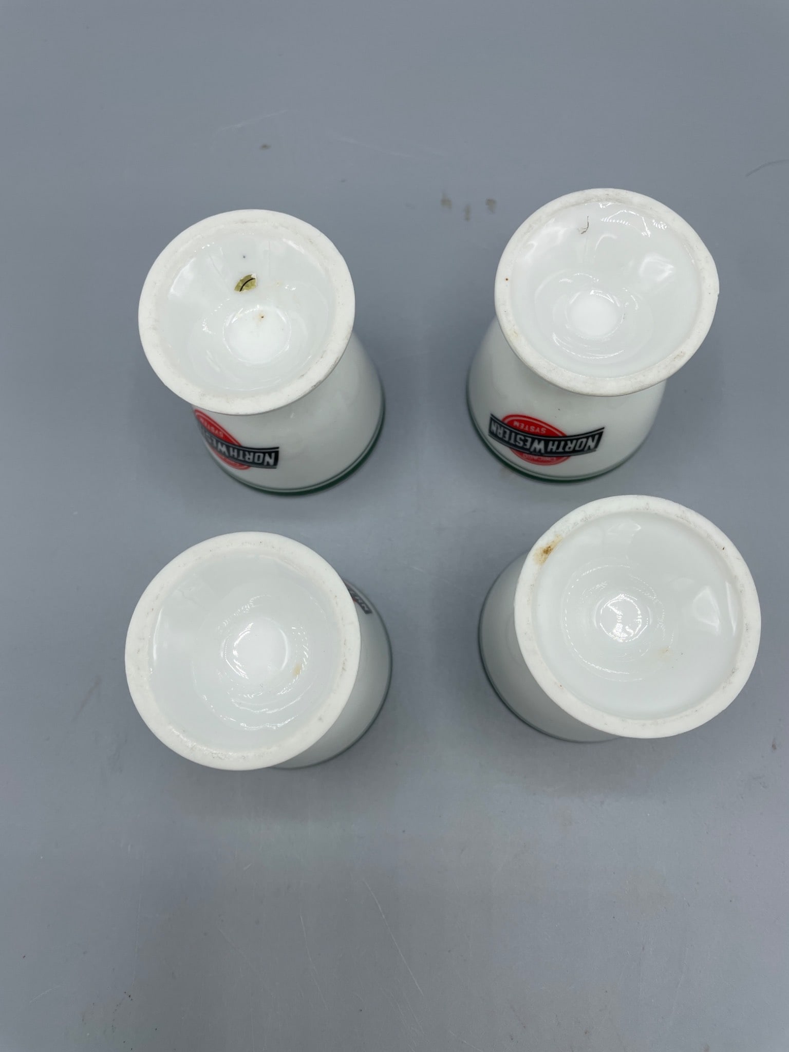 4 Northwestern Railway-Inspired Porcelain Egg Cups - 4