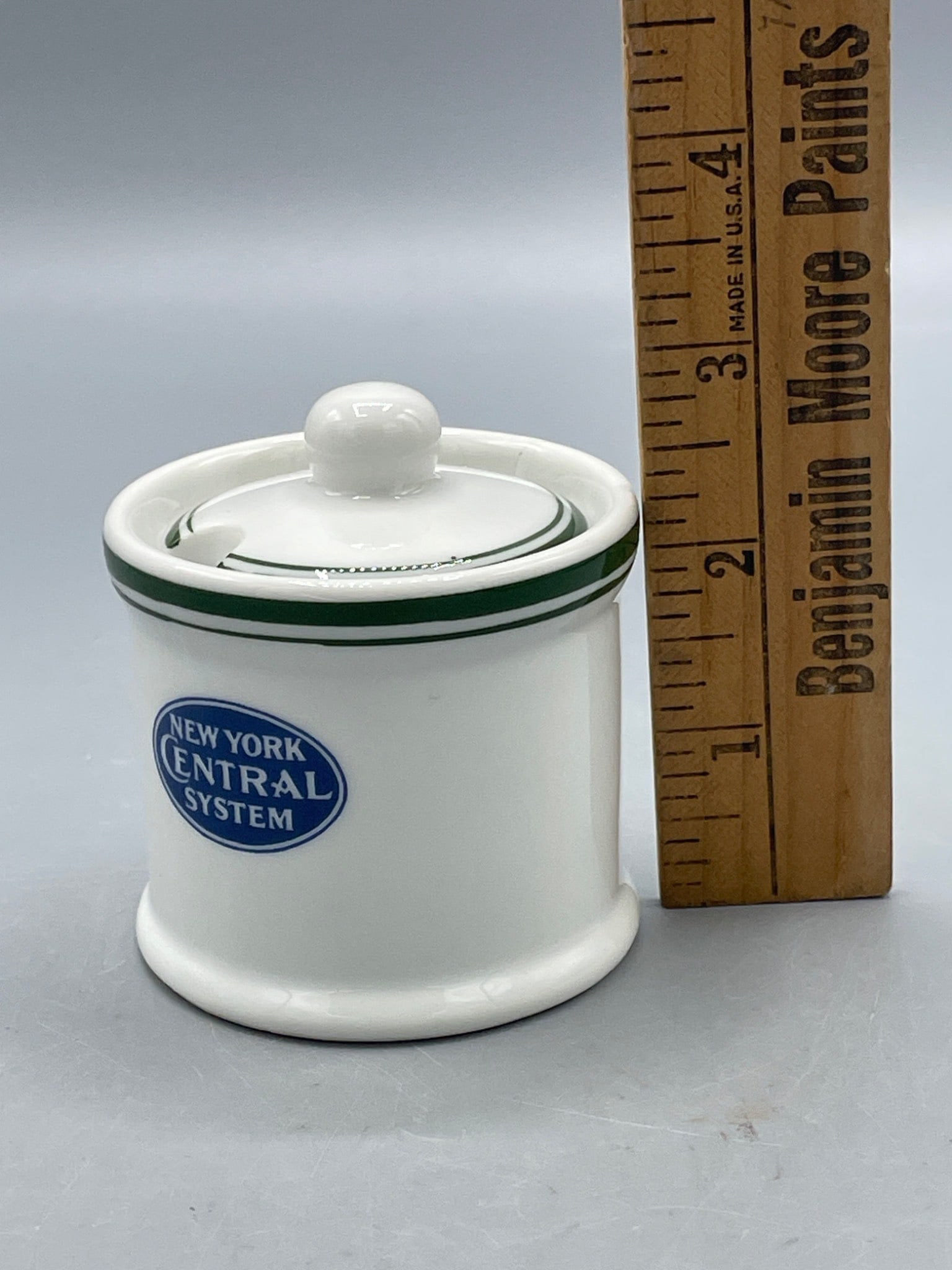 New York Central System Ceramic Jar with Lid, Green Stripe - 5
