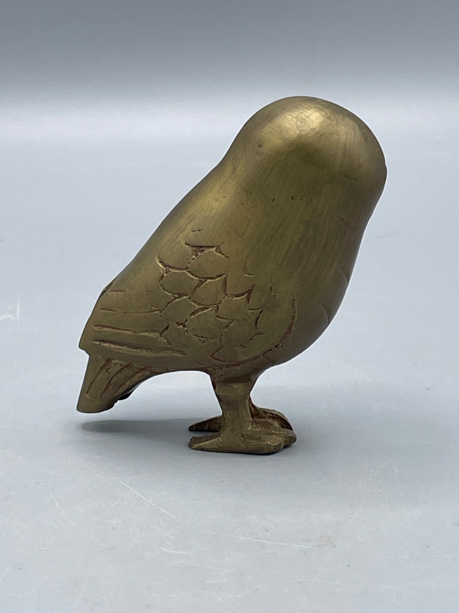 Hand-Carved Brass Owl Figurine - 2
