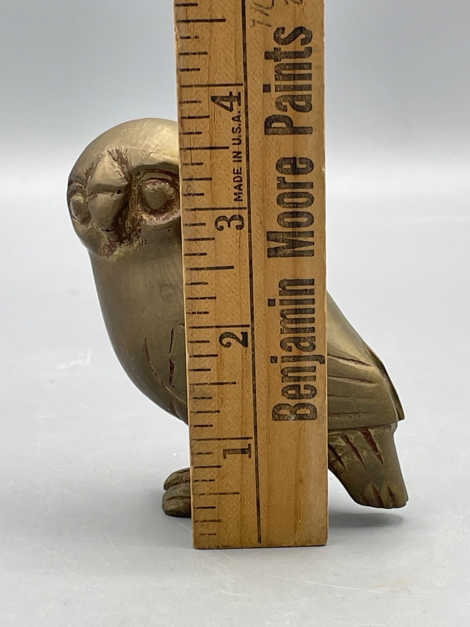 Hand-Carved Brass Owl Figurine - 5
