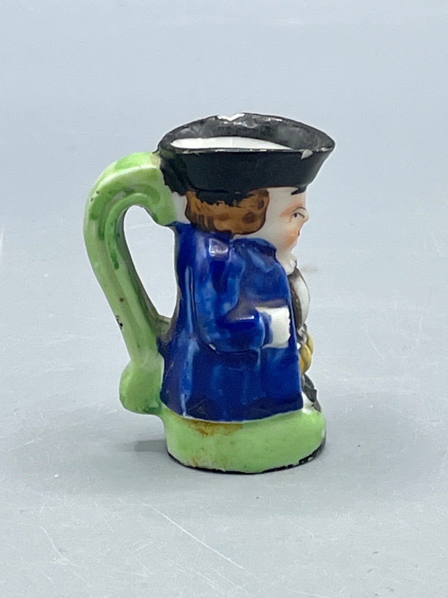 Miniature Ceramic Toby Jug in Colonial Attire, Approximately 2 Inches - 3