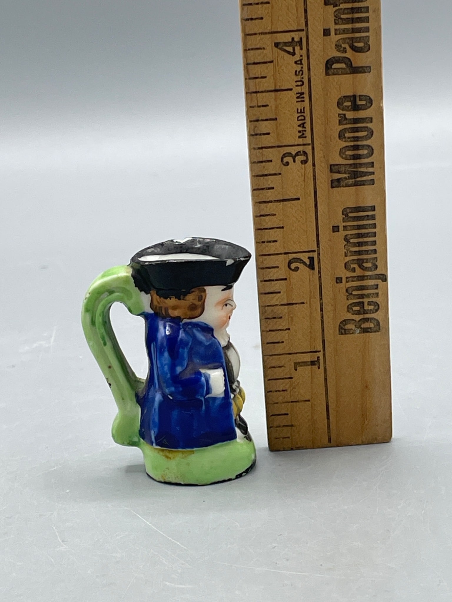 Miniature Ceramic Toby Jug in Colonial Attire, Approximately 2 Inches - 5