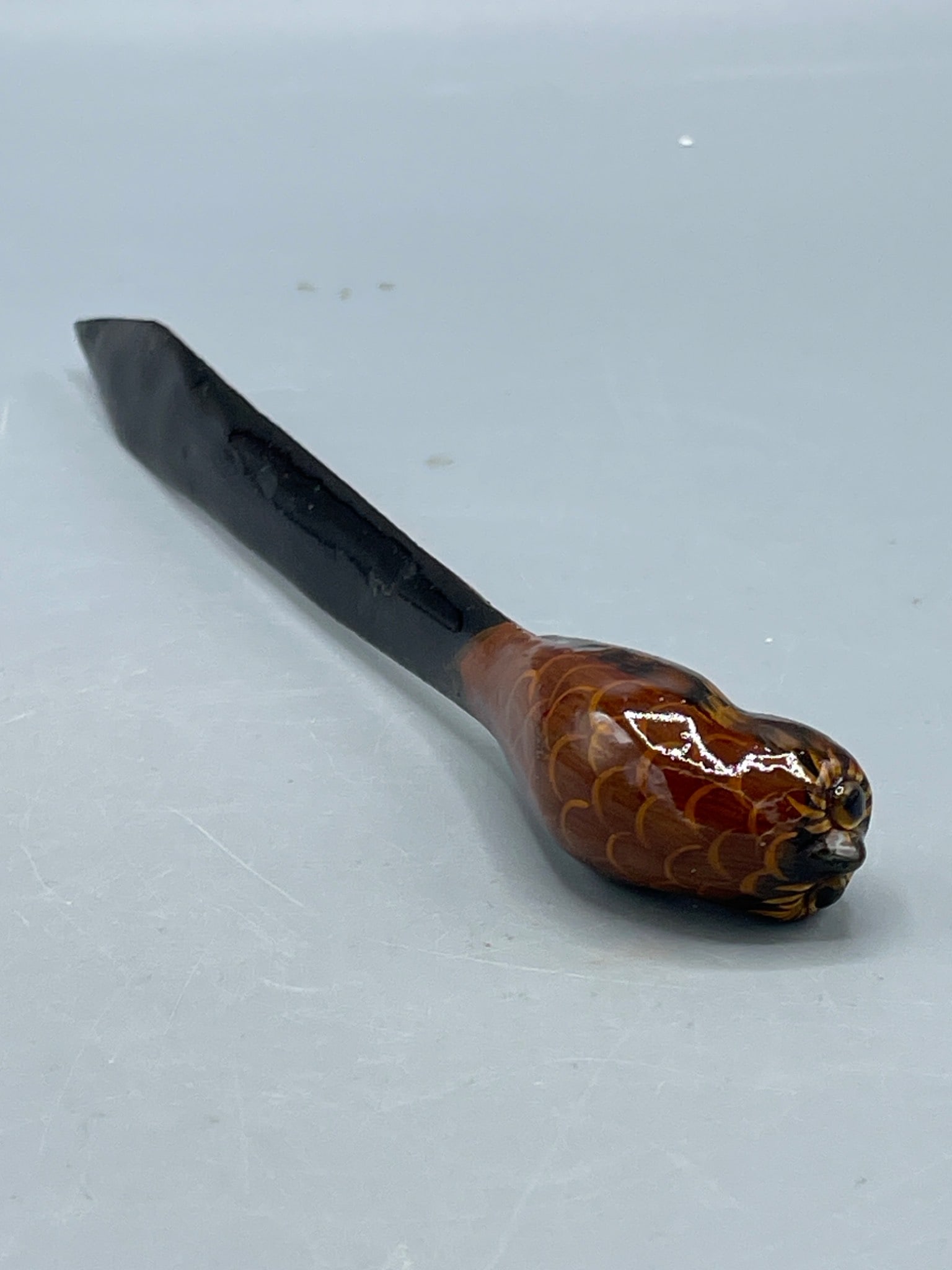 Letter Opener with Owl Motif Handle and Black Blade - 3