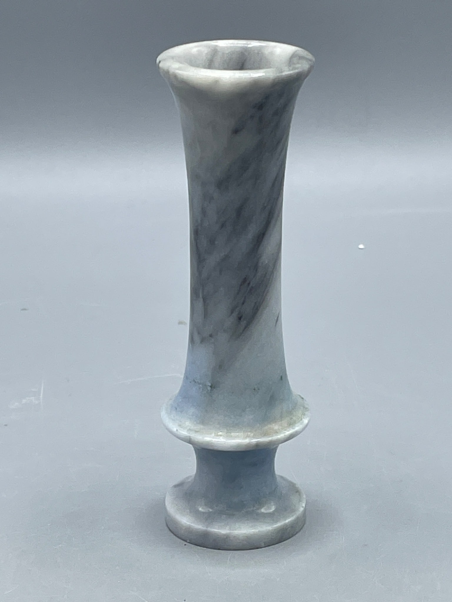 Blue and White Marble Bud Vase with Cylindrical Design - 2