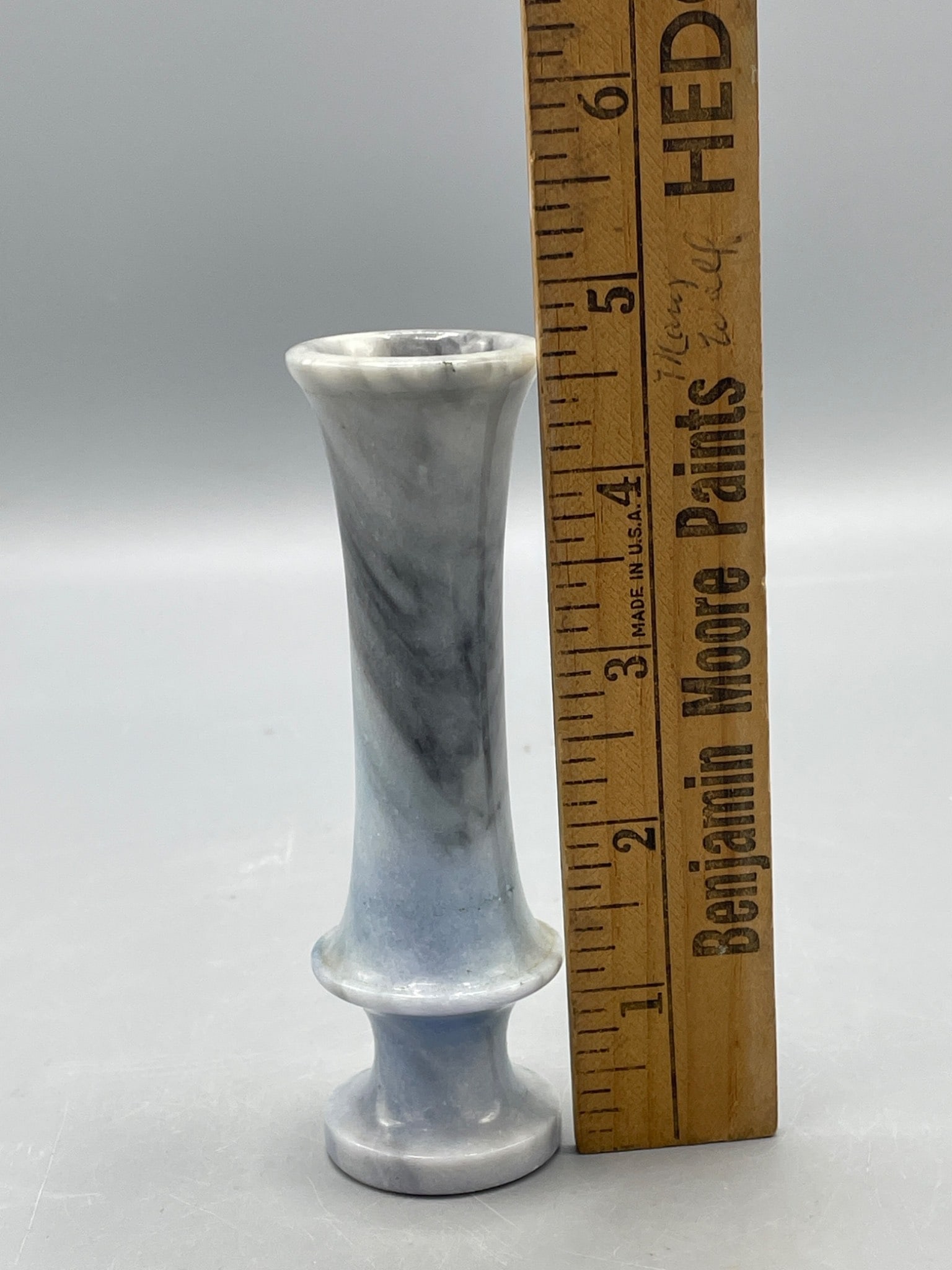Blue and White Marble Bud Vase with Cylindrical Design - 5