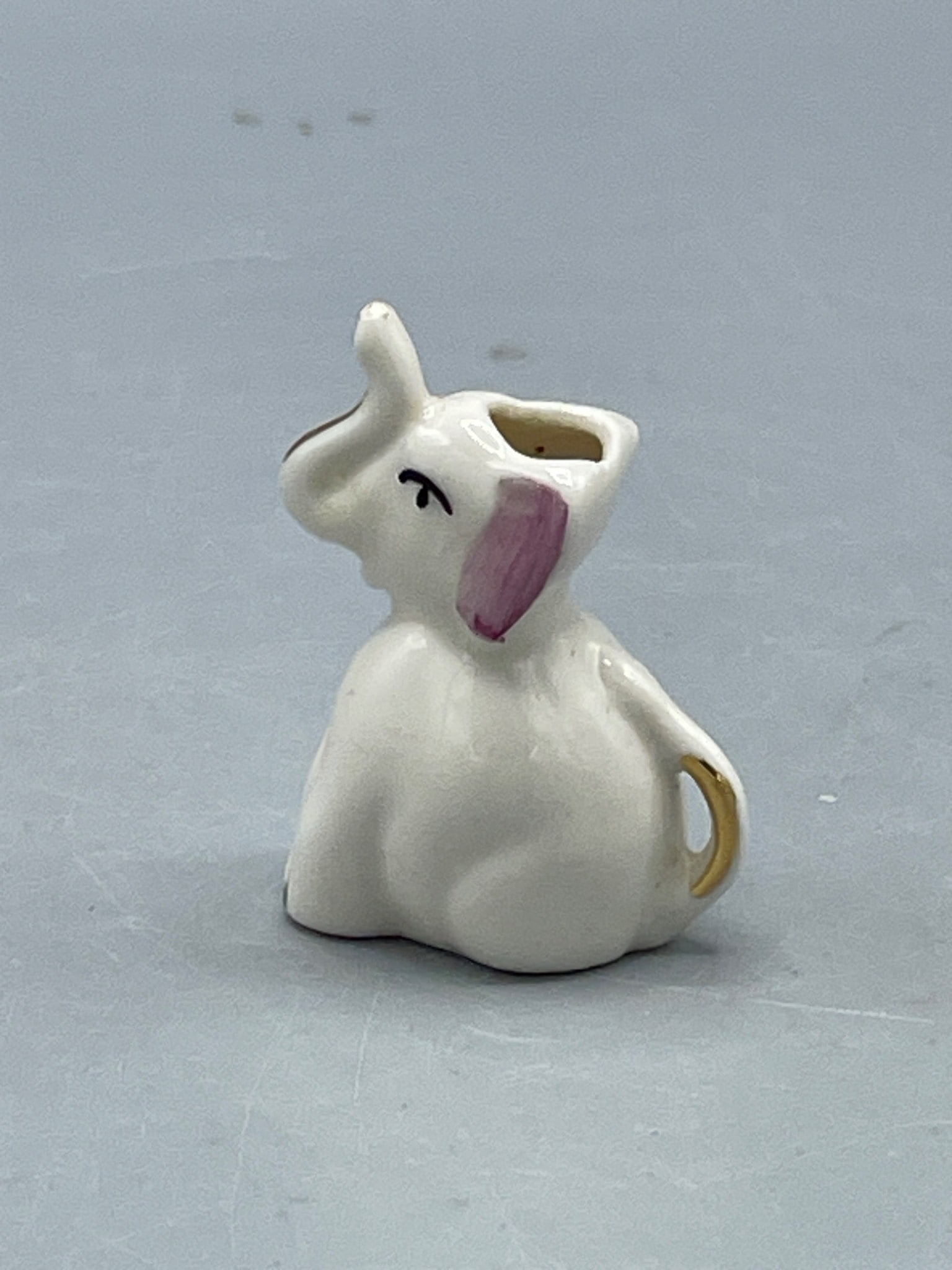 Small Ceramic Elephant Miniature Pitcher with Gold Accent - 2