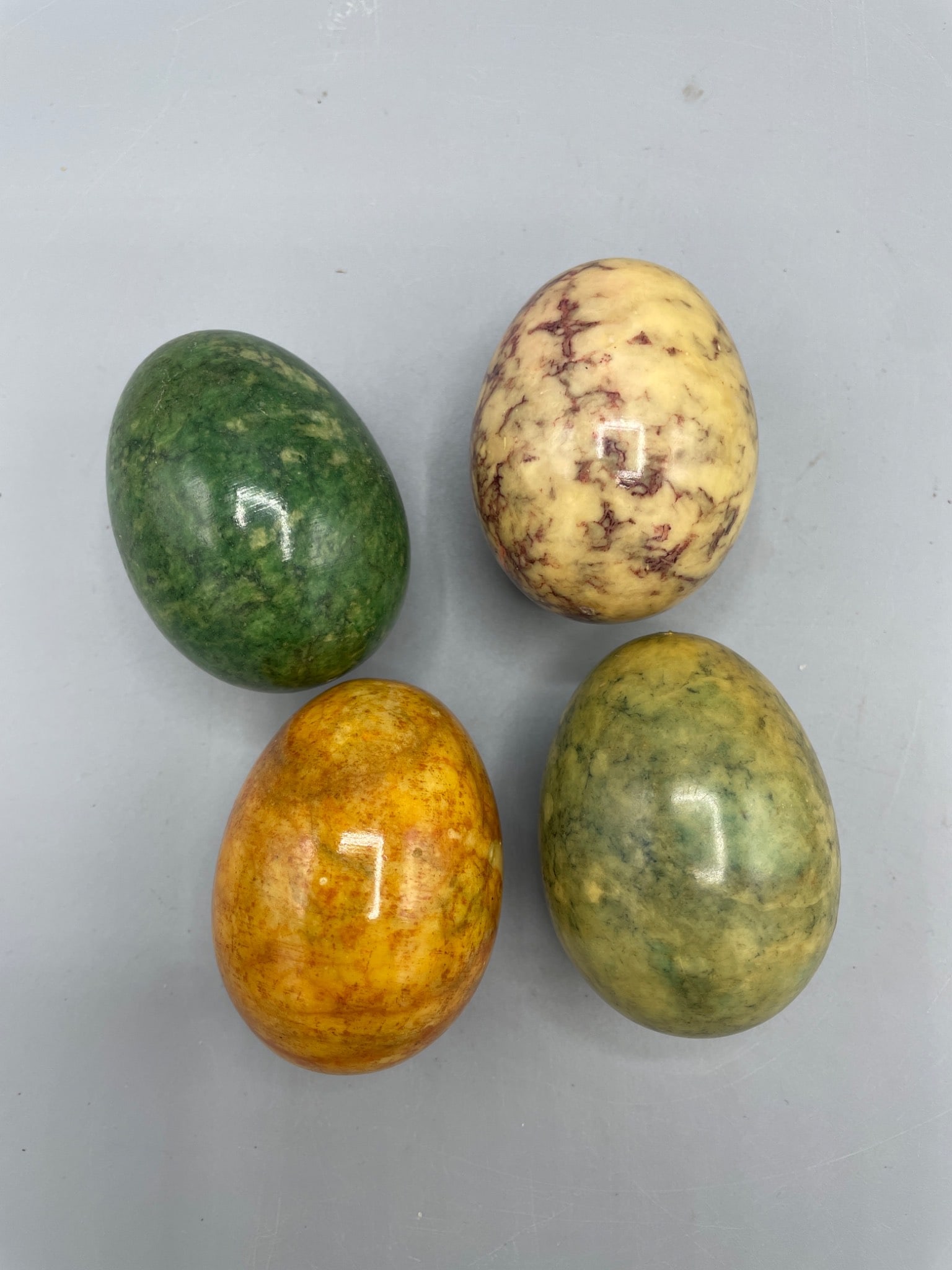 Four Polished Stone Decorative Eggs - 2