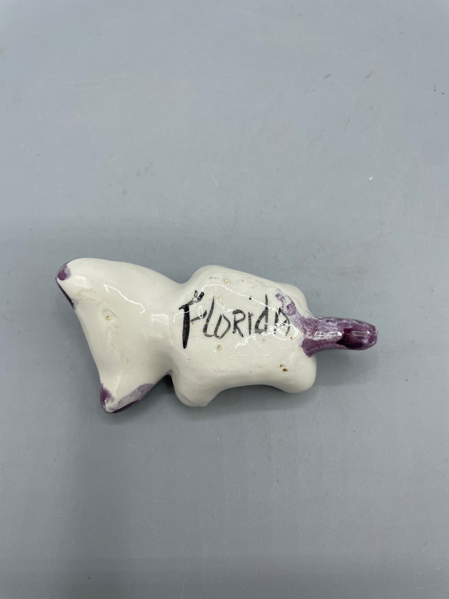 Ceramic Cat Figurine Labeled 'Gum Parker,' Marked 'Florida,' Approximately 3 Inches - 2