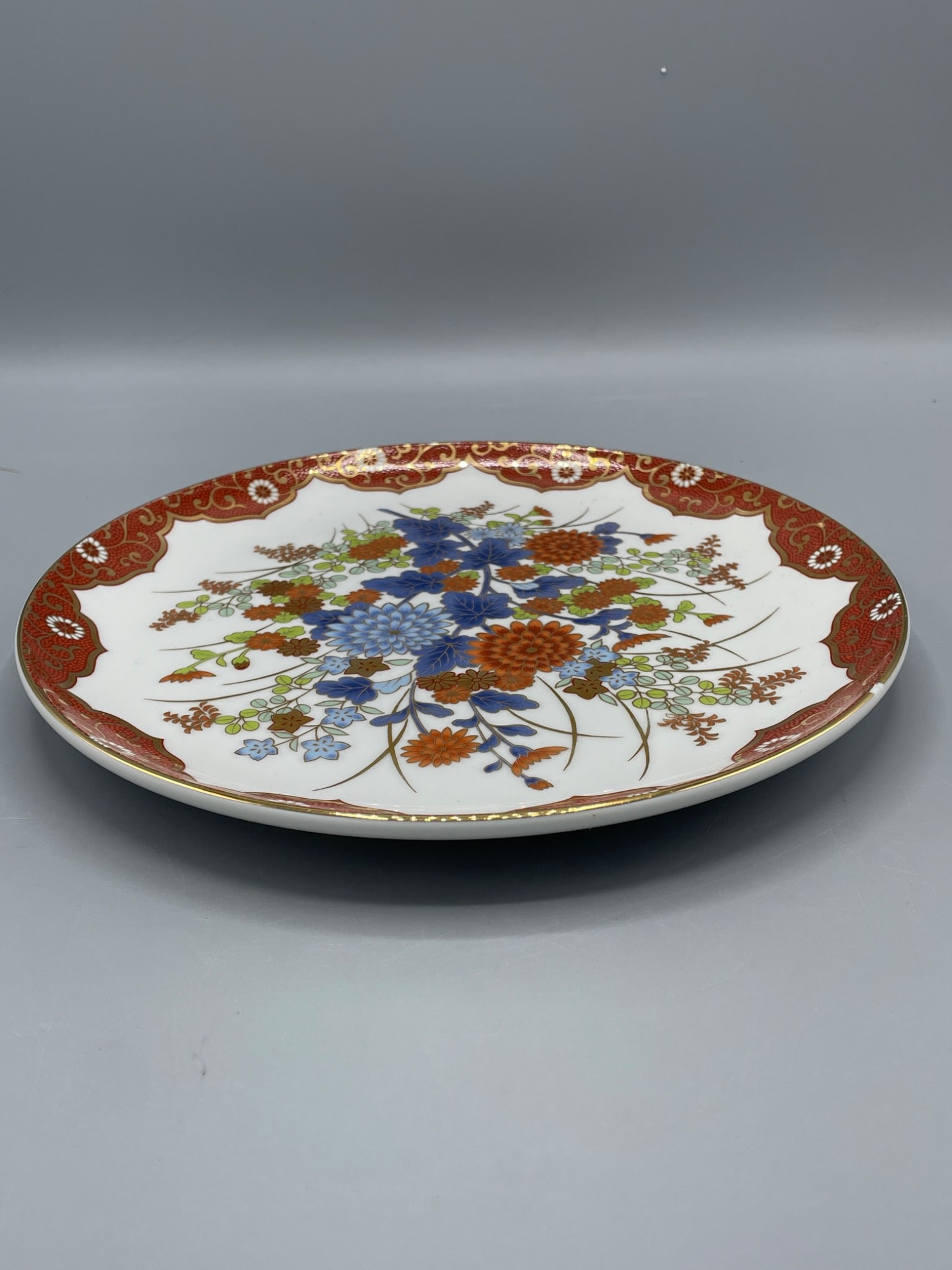 Decorative Porcelain Plate With Floral Design and Markings - 2