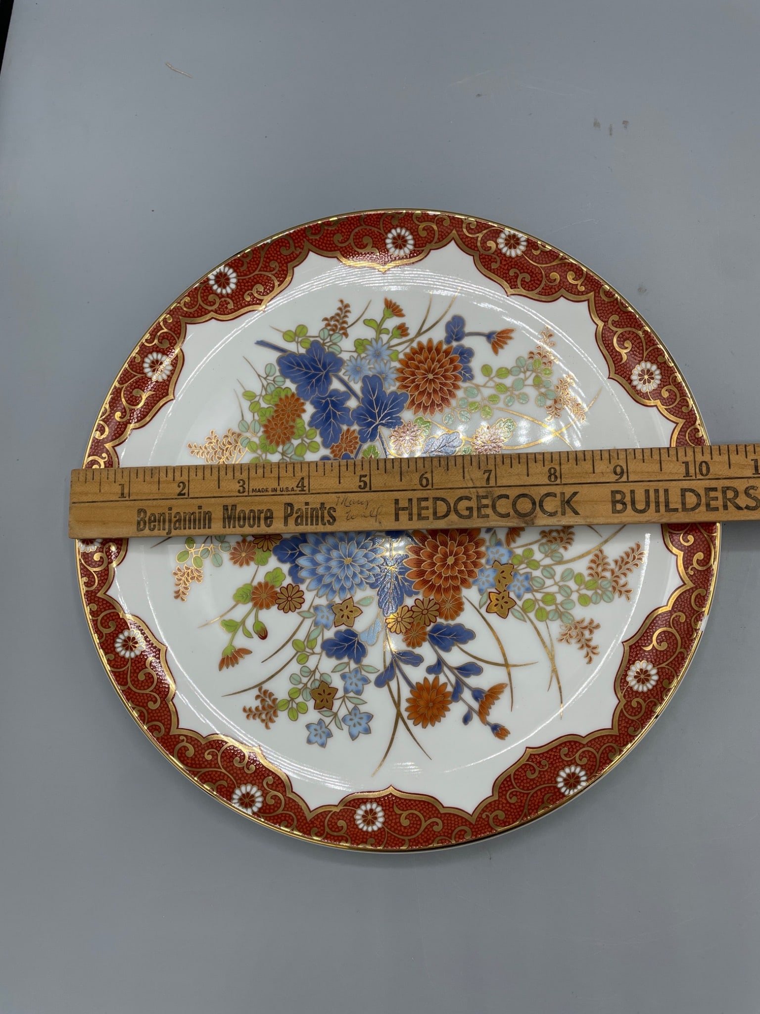 Decorative Porcelain Plate With Floral Design and Markings - 5