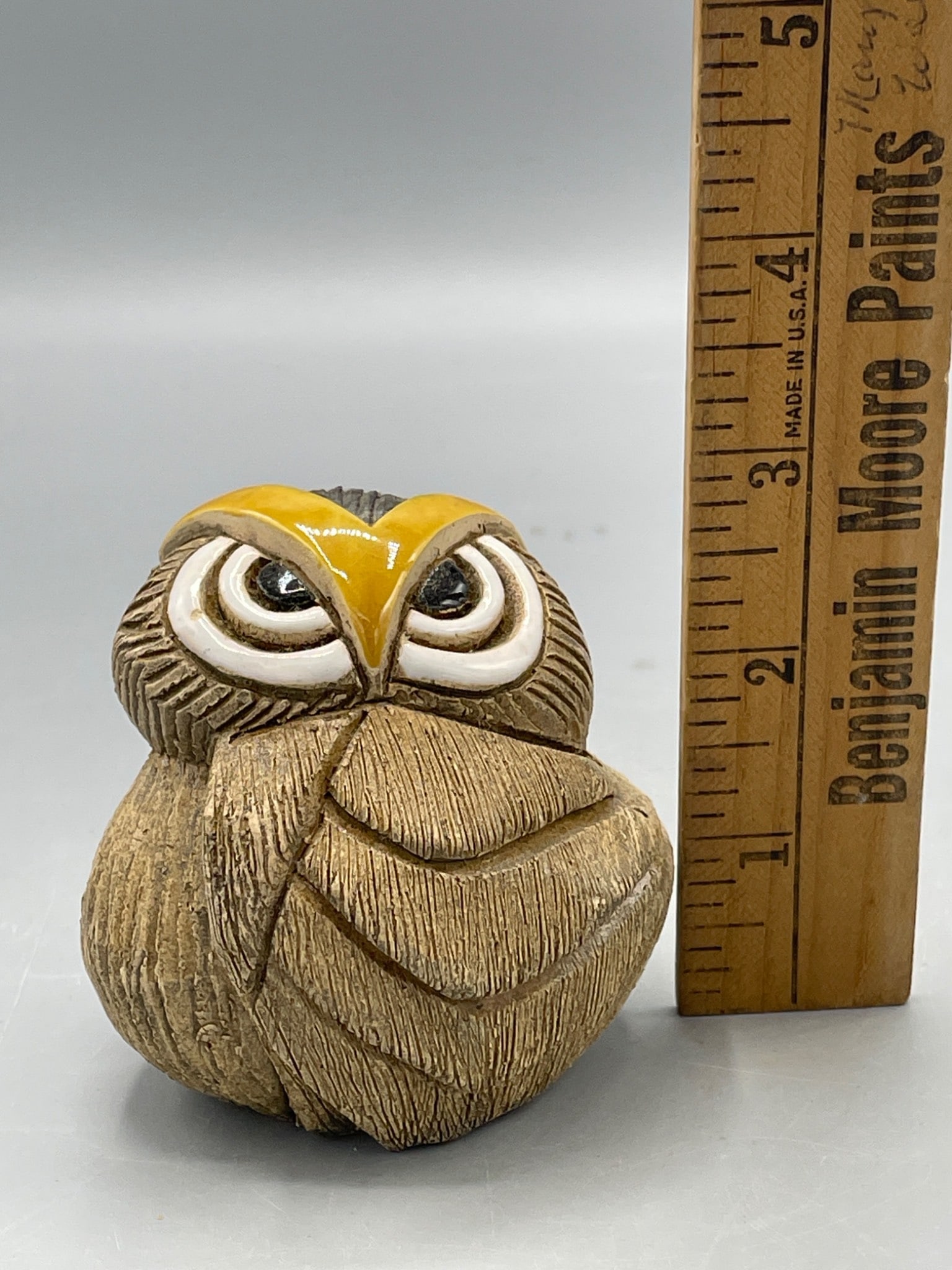 Handmade Ceramic Owl Figurine Signed, Made in Uruguay - 5