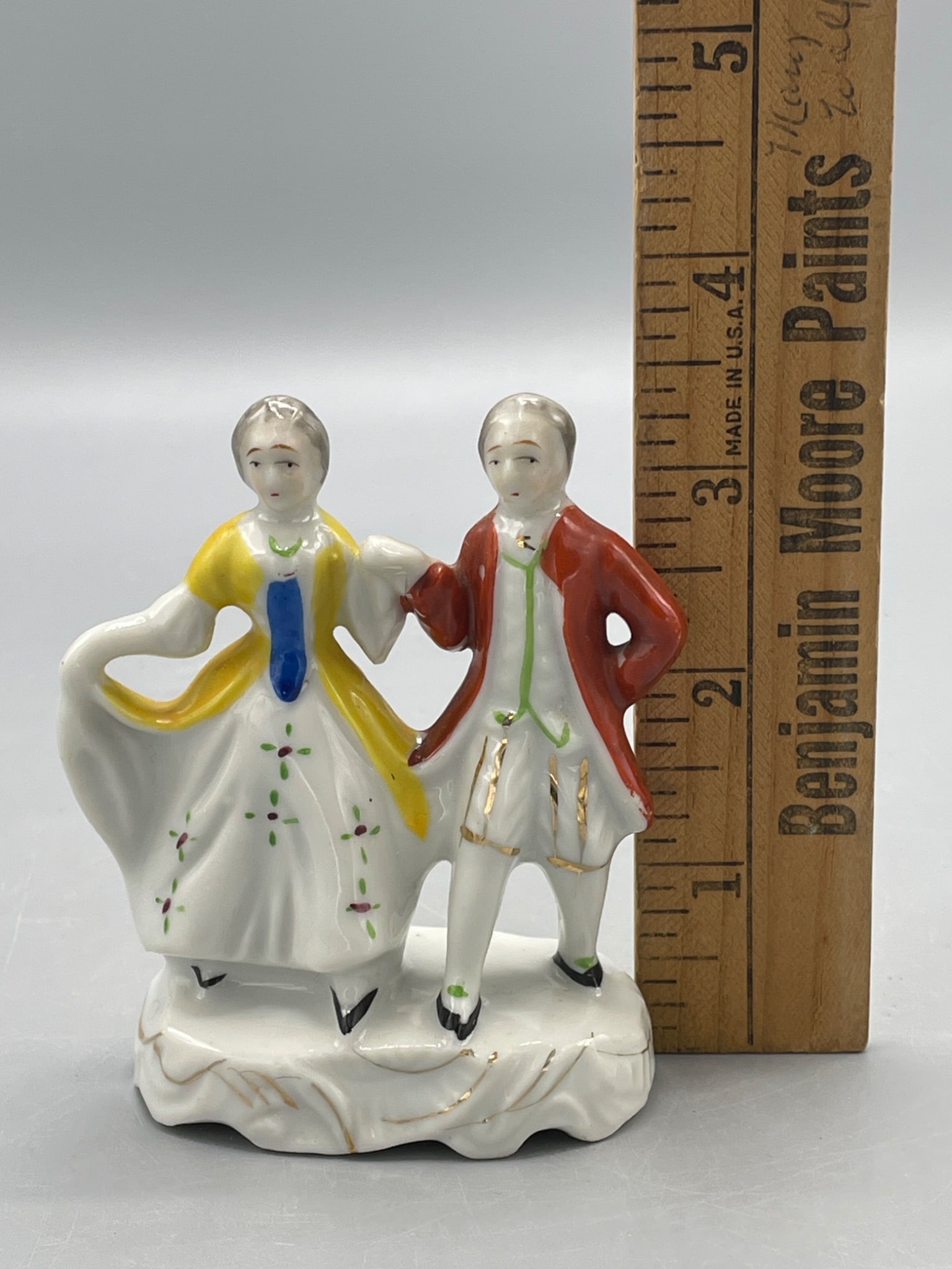 Porcelain Figurine of Couple in 18th-Century Attire, Made in Japan - 4