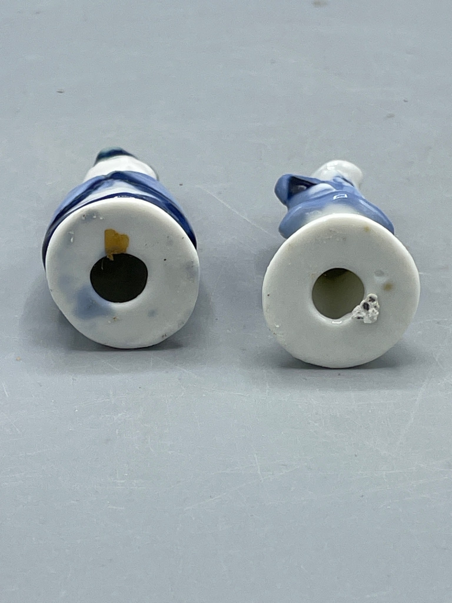 Miniature Blue and White Ceramic Figurines in Period Attire - 3
