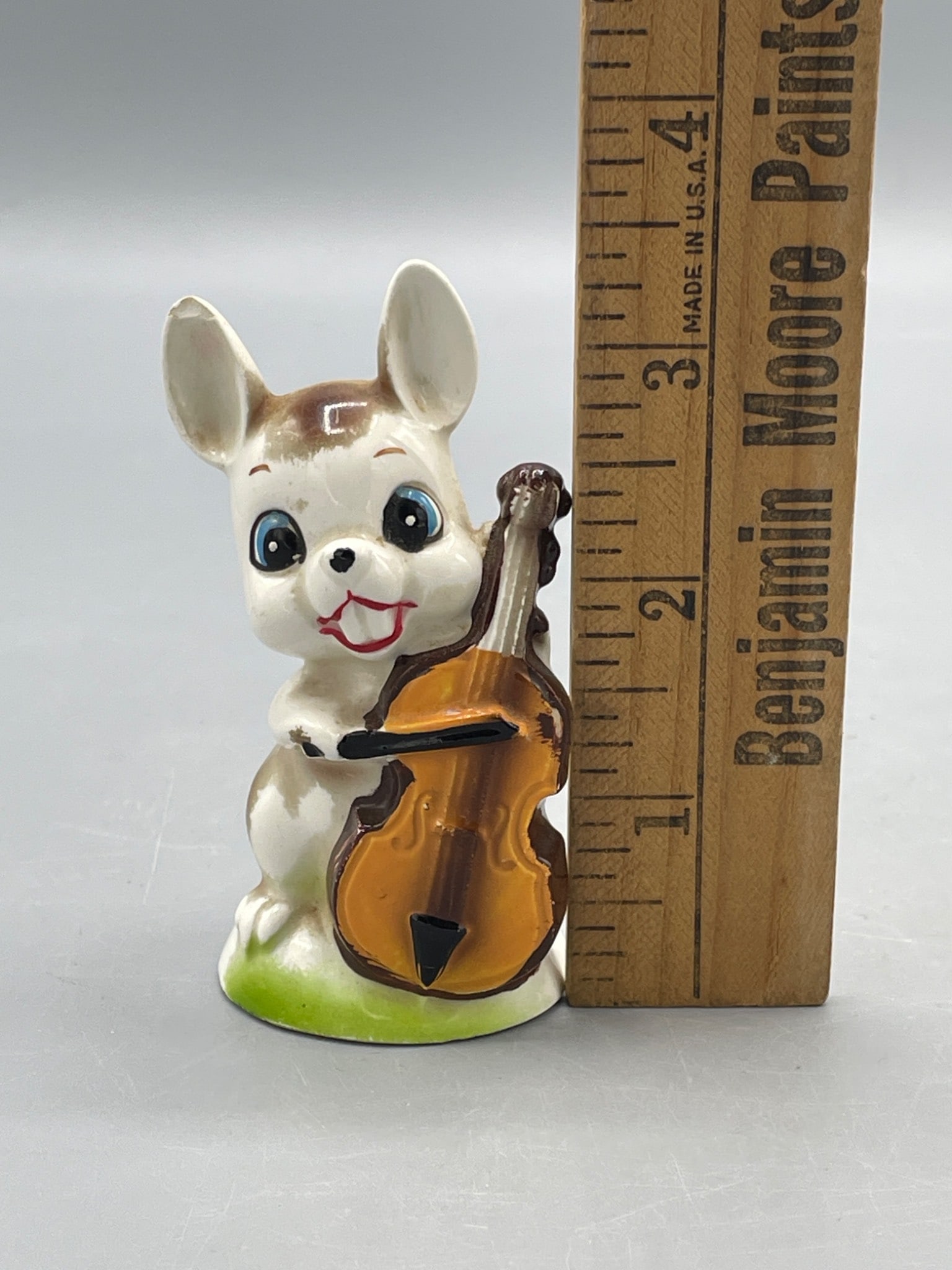 Small Ceramic Figurine of Bunny with Cello, Marked 'Japan' - 4