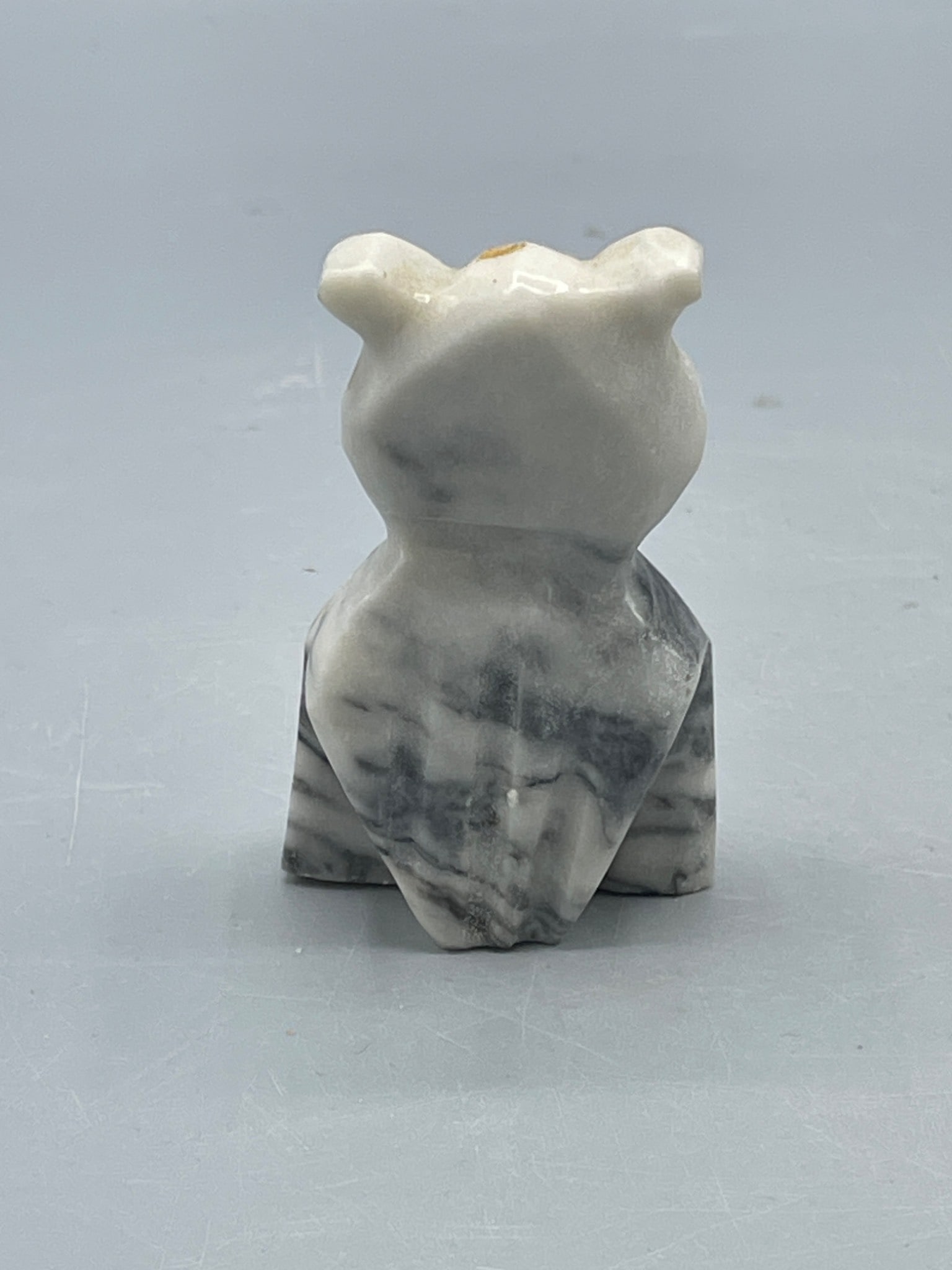 Marble Stone Owl Figurine with Made in Mexico Marking - 2