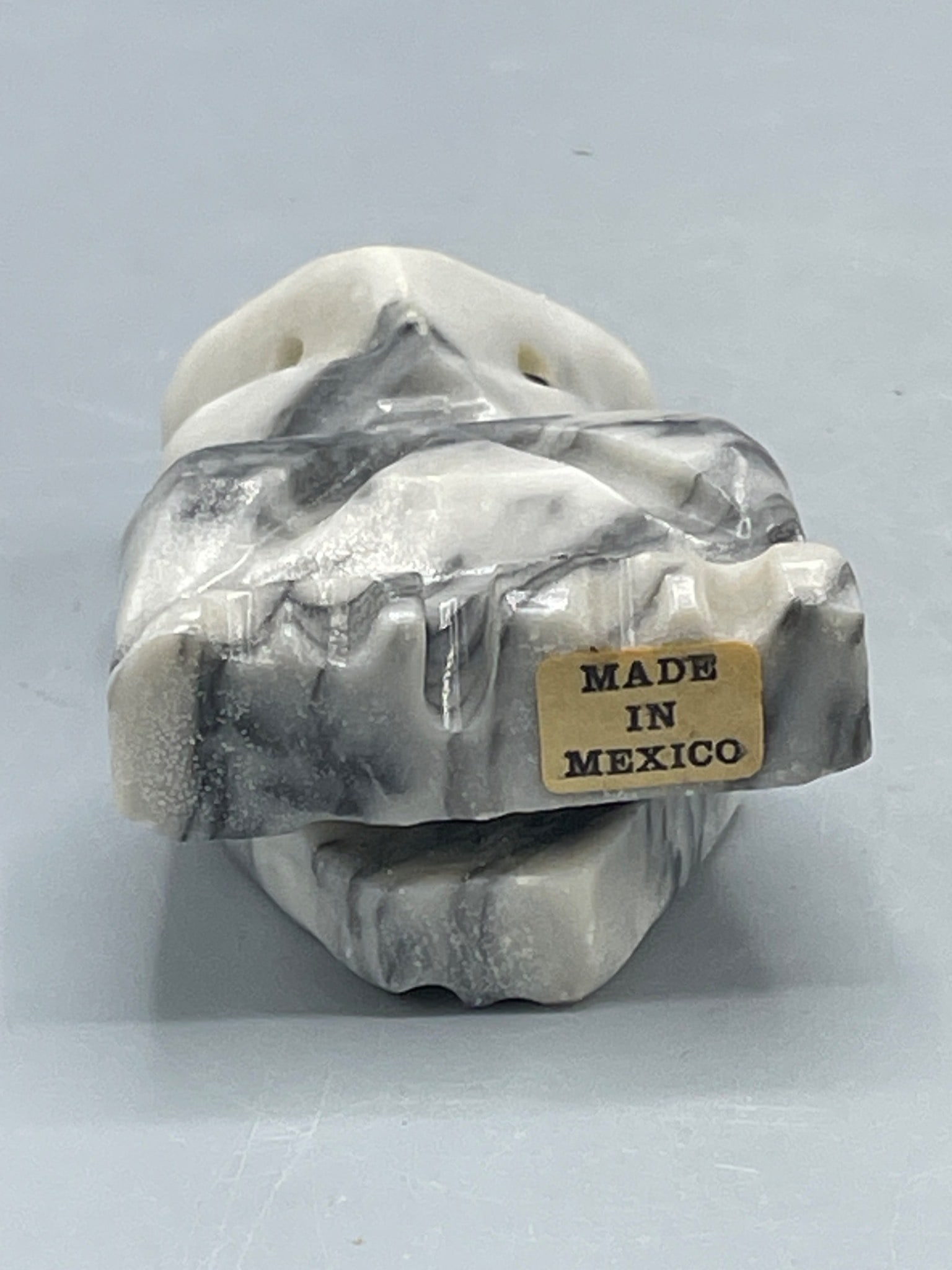 Marble Stone Owl Figurine with Made in Mexico Marking - 3