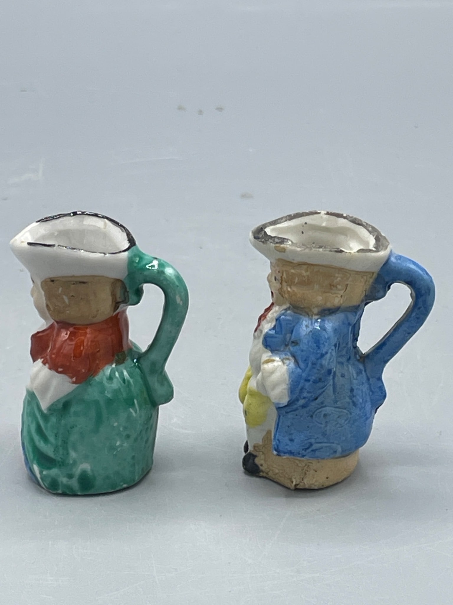 Hand-Painted Miniature Ceramic Figurine Jugs Marked 'Japan' - 3