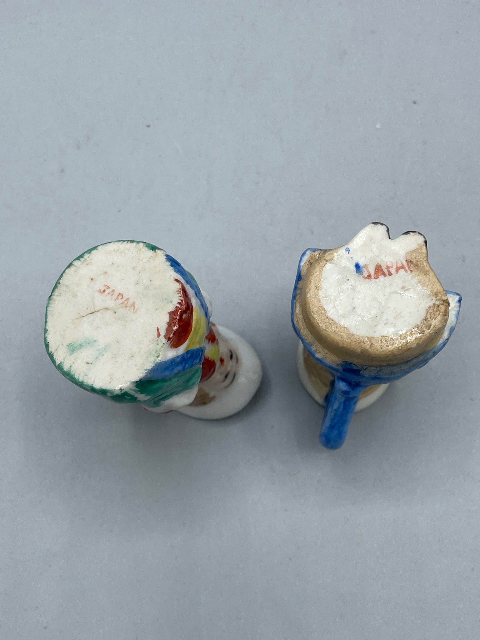 Hand-Painted Miniature Ceramic Figurine Jugs Marked 'Japan' - 5