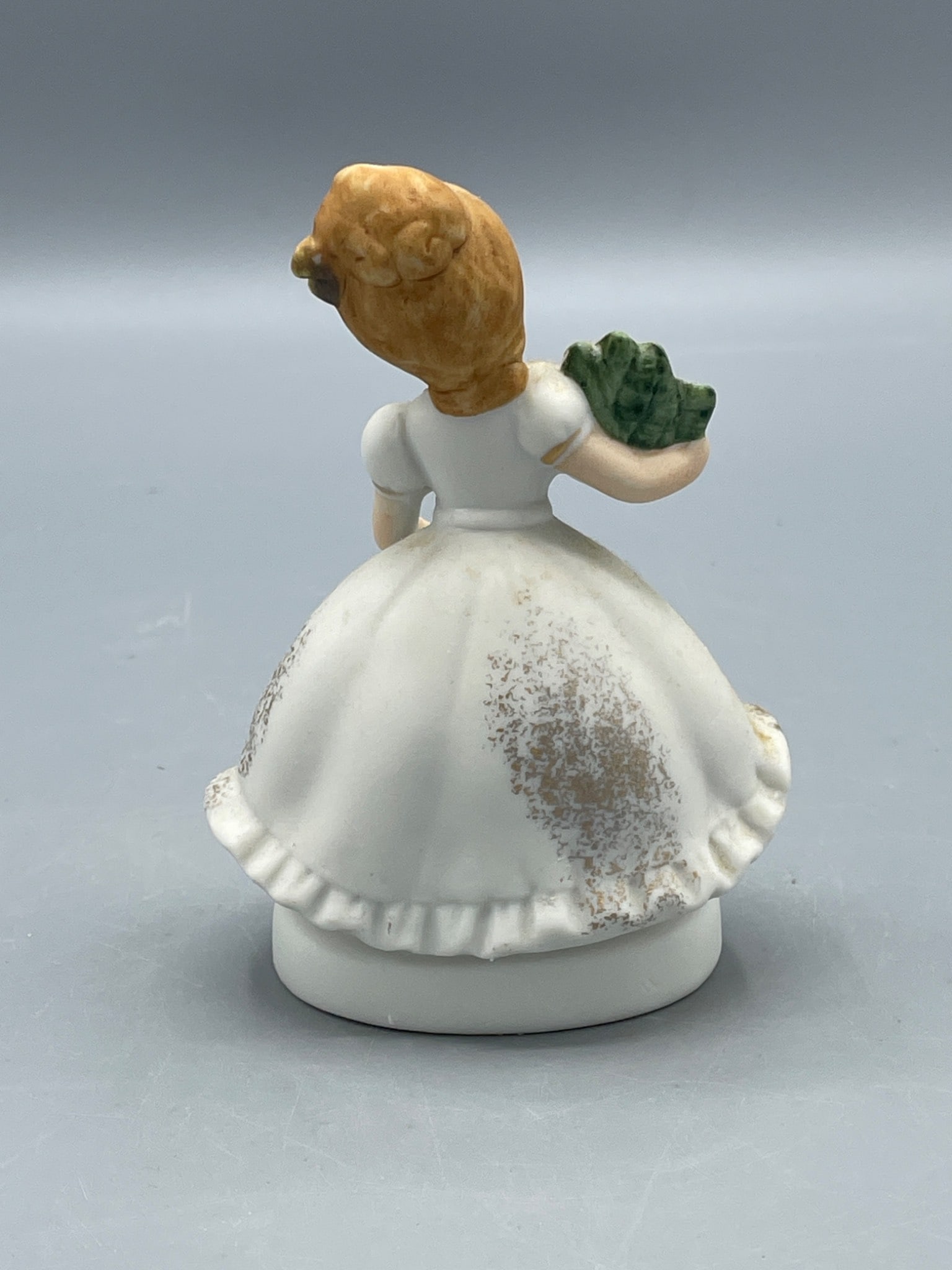 Porcelain Figurine with 'May' Plaque and Green Gem, Made in Japan - 2
