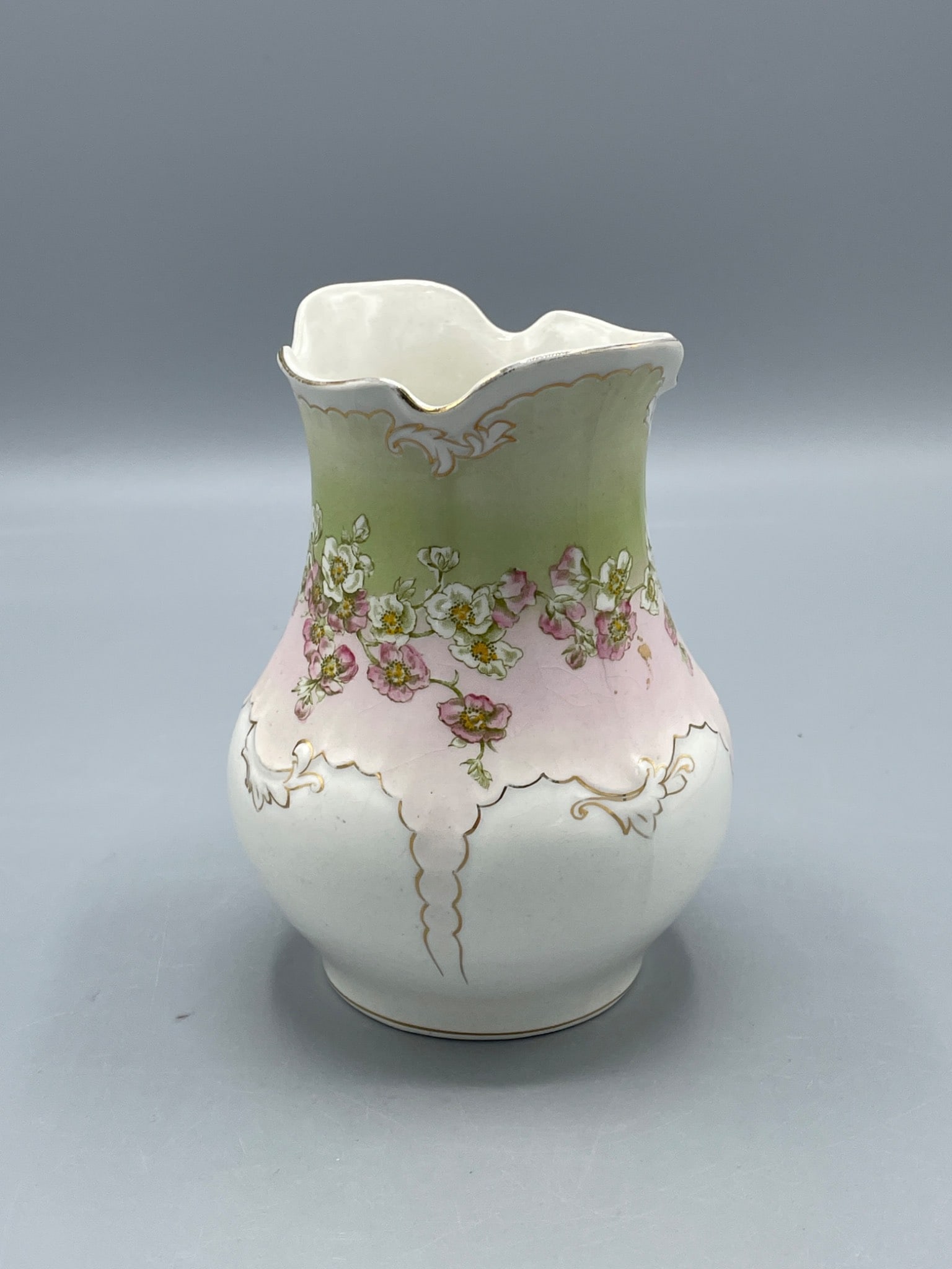 Porcelain Vase With Floral Design and Gold Detailing, Approx. 6 Inches Tall - 2