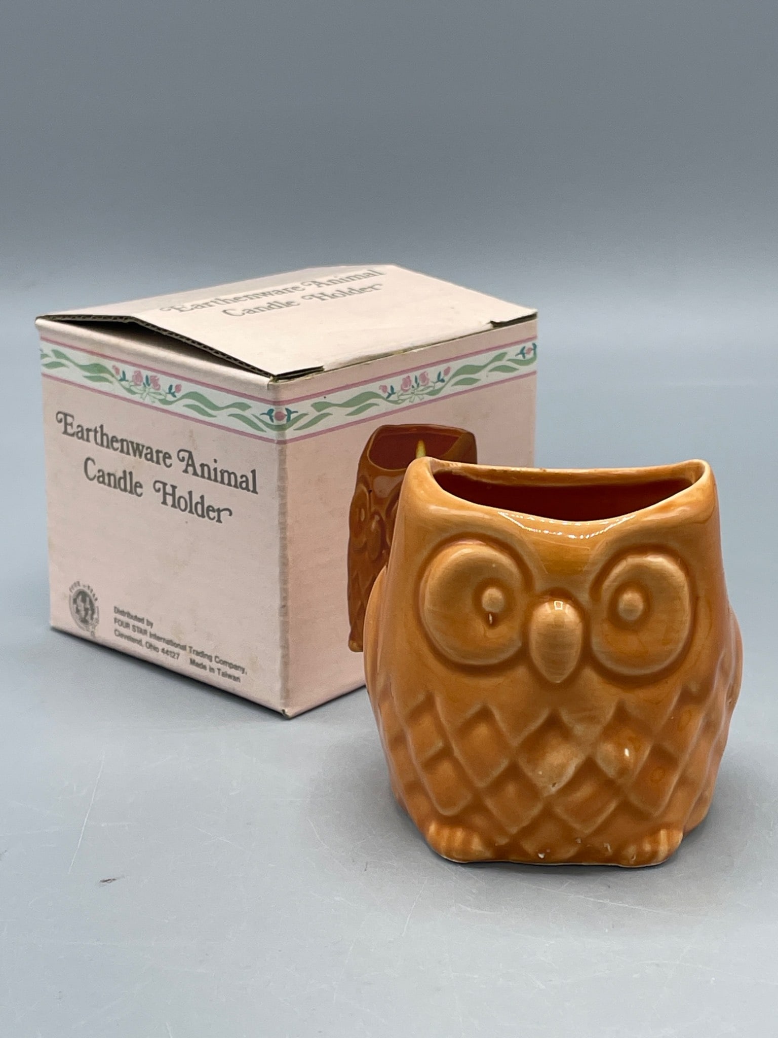 Earthenware Animal Candle Holder, Owl Design, With Original Box (1 of 5)