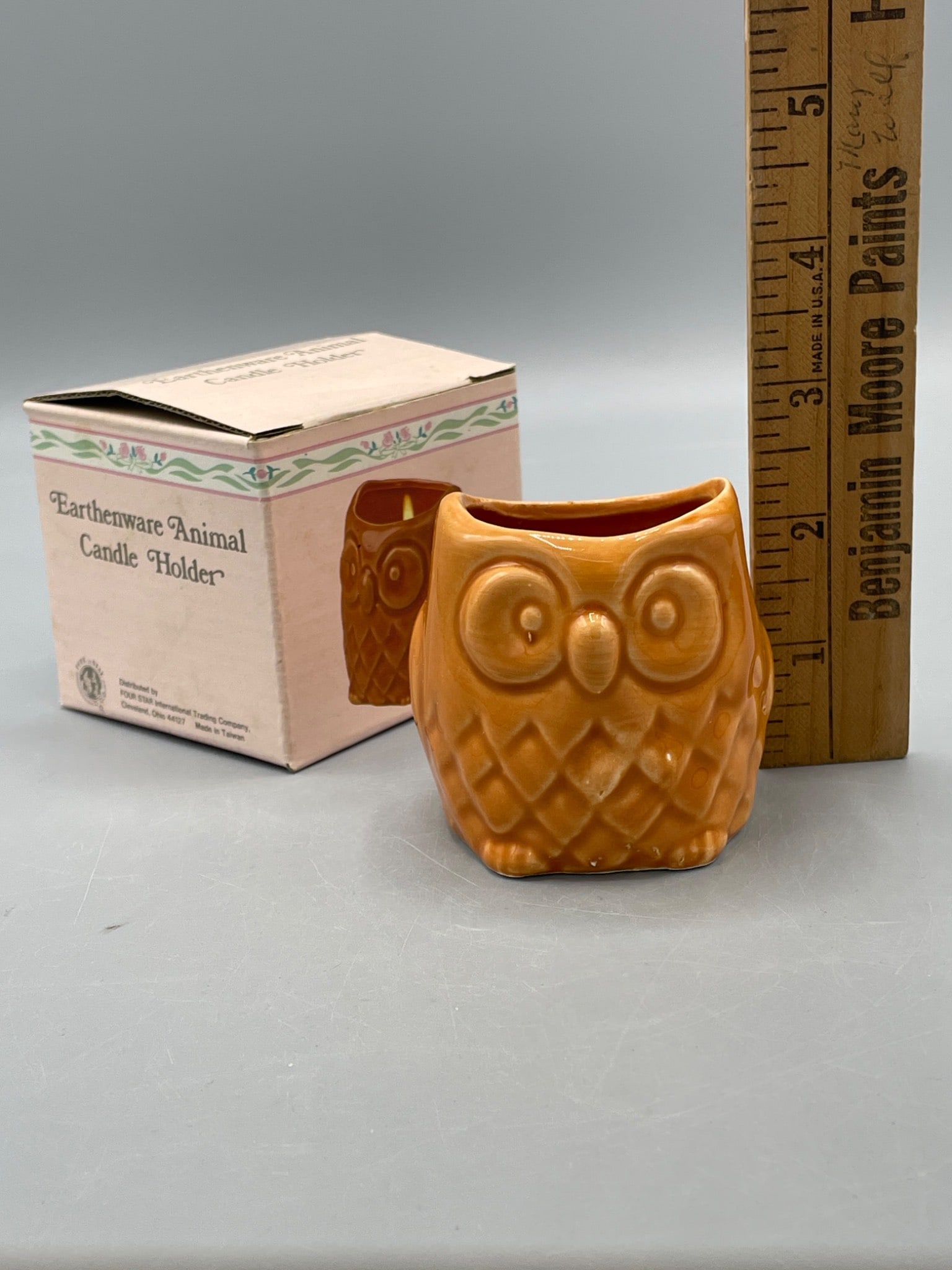 Earthenware Animal Candle Holder, Owl Design, With Original Box - 5