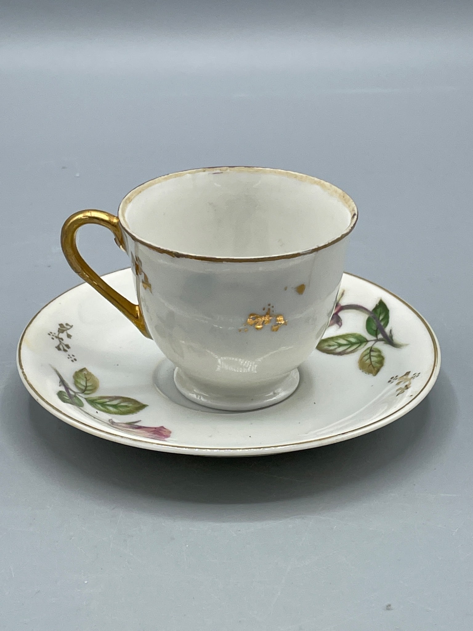 Porcelain Cup and Saucer with Floral Design, Made in Japan - 2