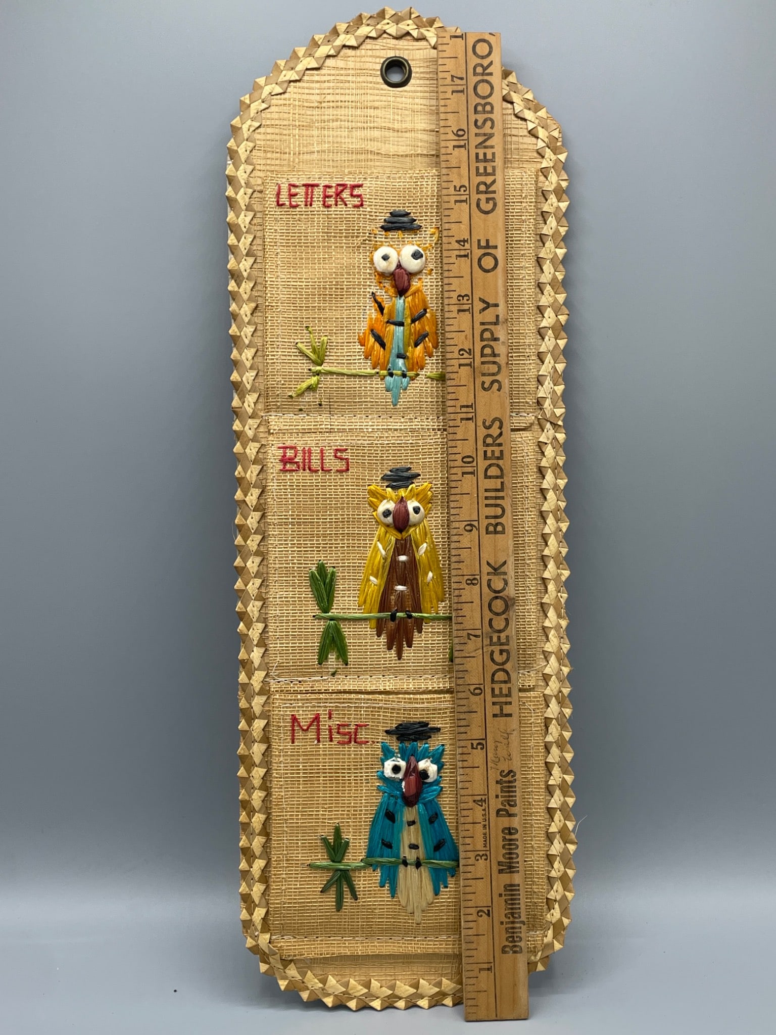 Handmade Organizer Featuring Three Sections Labeled Letters, Bills, and Misc - 4