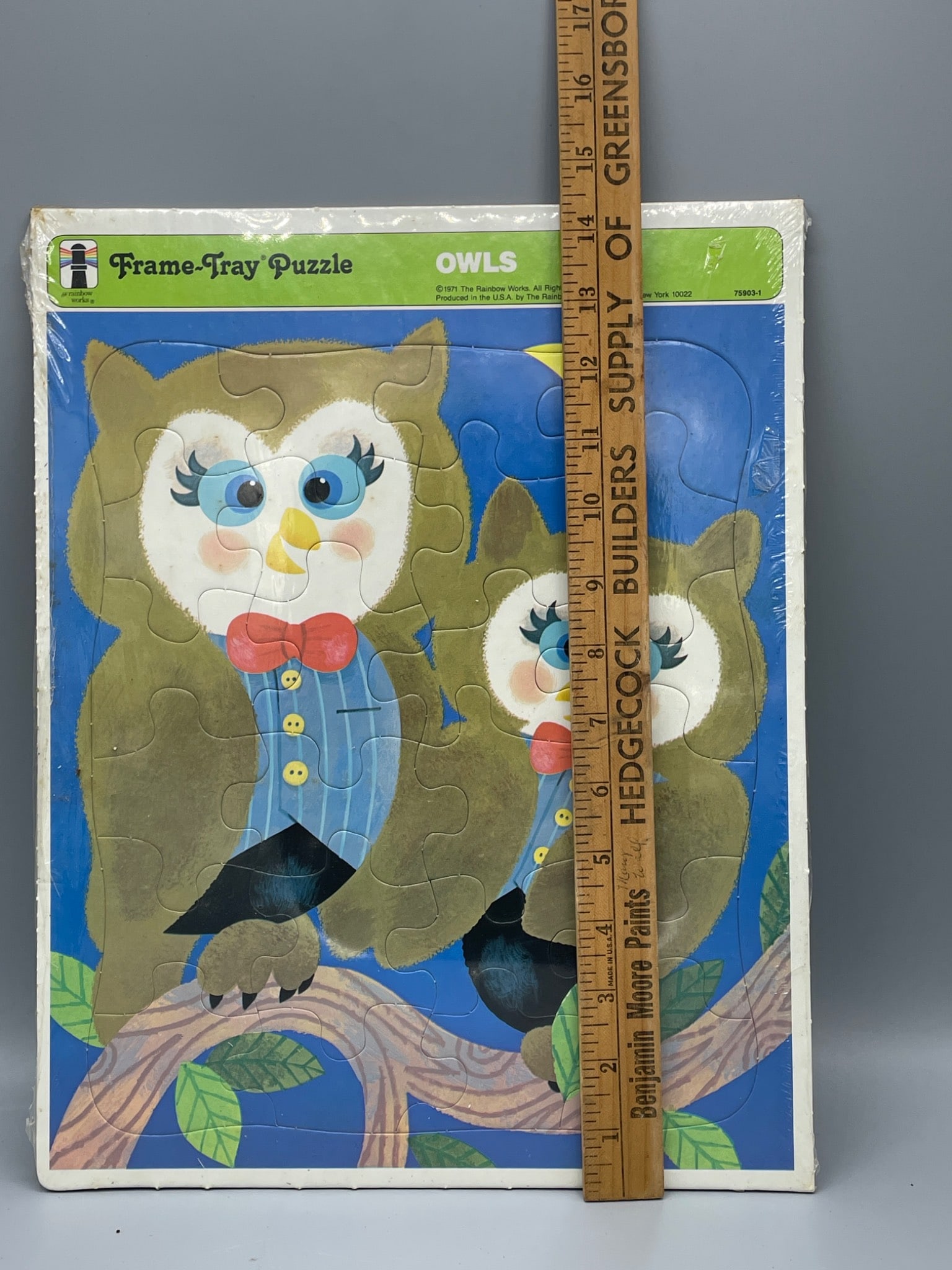1971 The Rainbow Works Frame-Tray Puzzle, Owl Theme, Sealed - 4