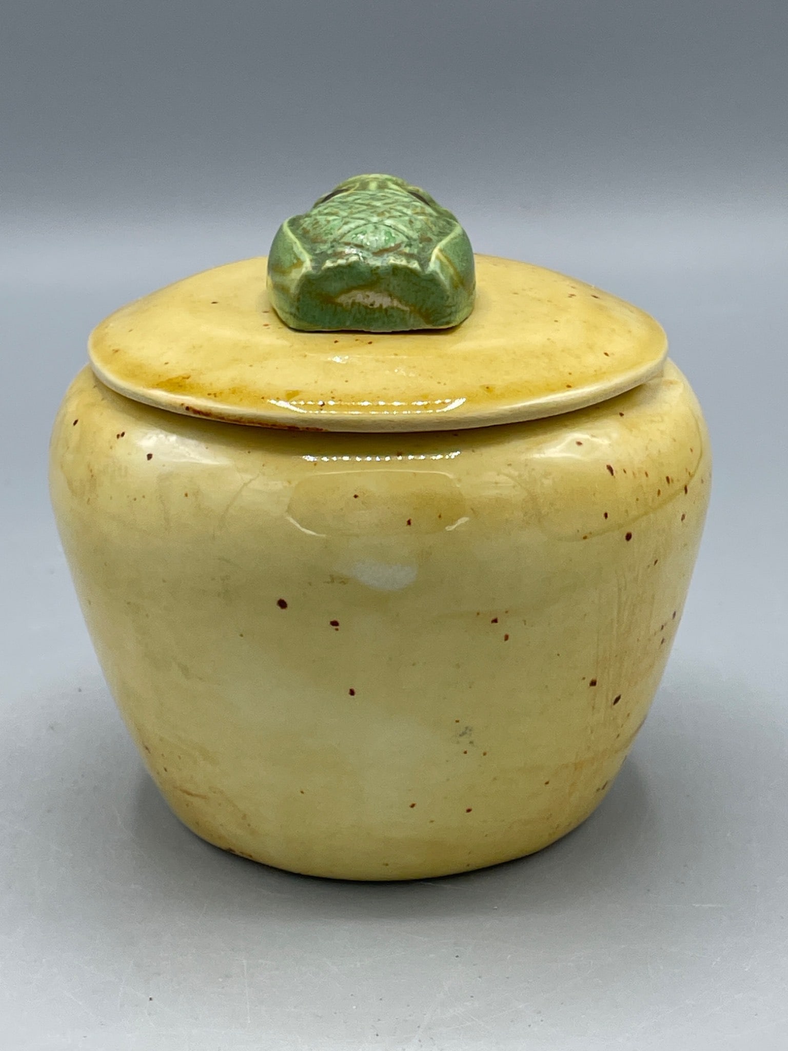 Travis Ceramics Owl-Lidded Ceramic Jar with Yellow Glaze - 2