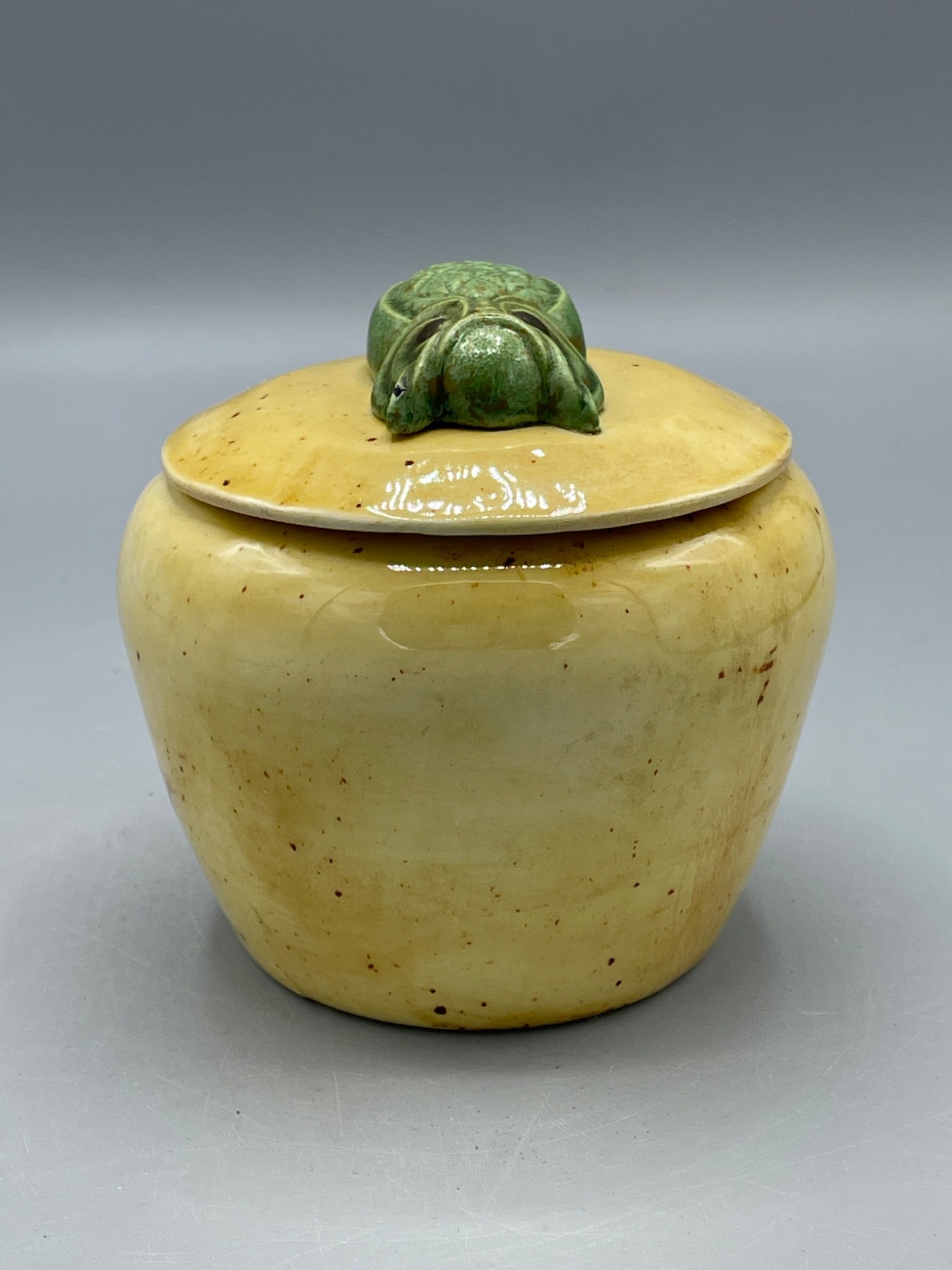 Travis Ceramics Owl-Lidded Ceramic Jar with Yellow Glaze - 3