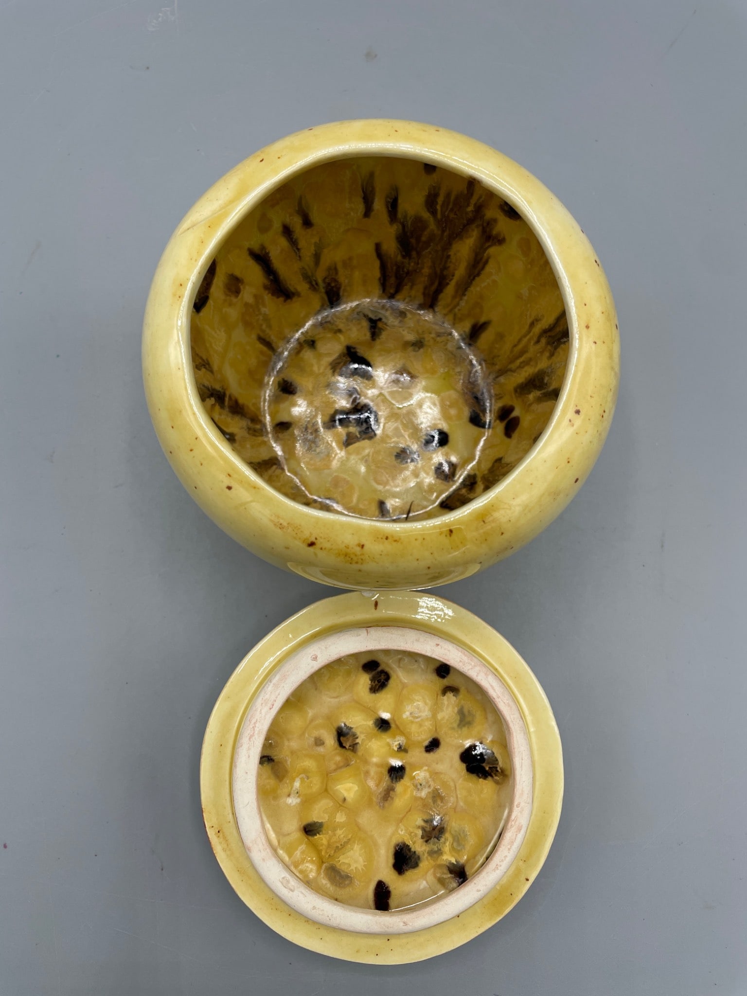 Travis Ceramics Owl-Lidded Ceramic Jar with Yellow Glaze - 4