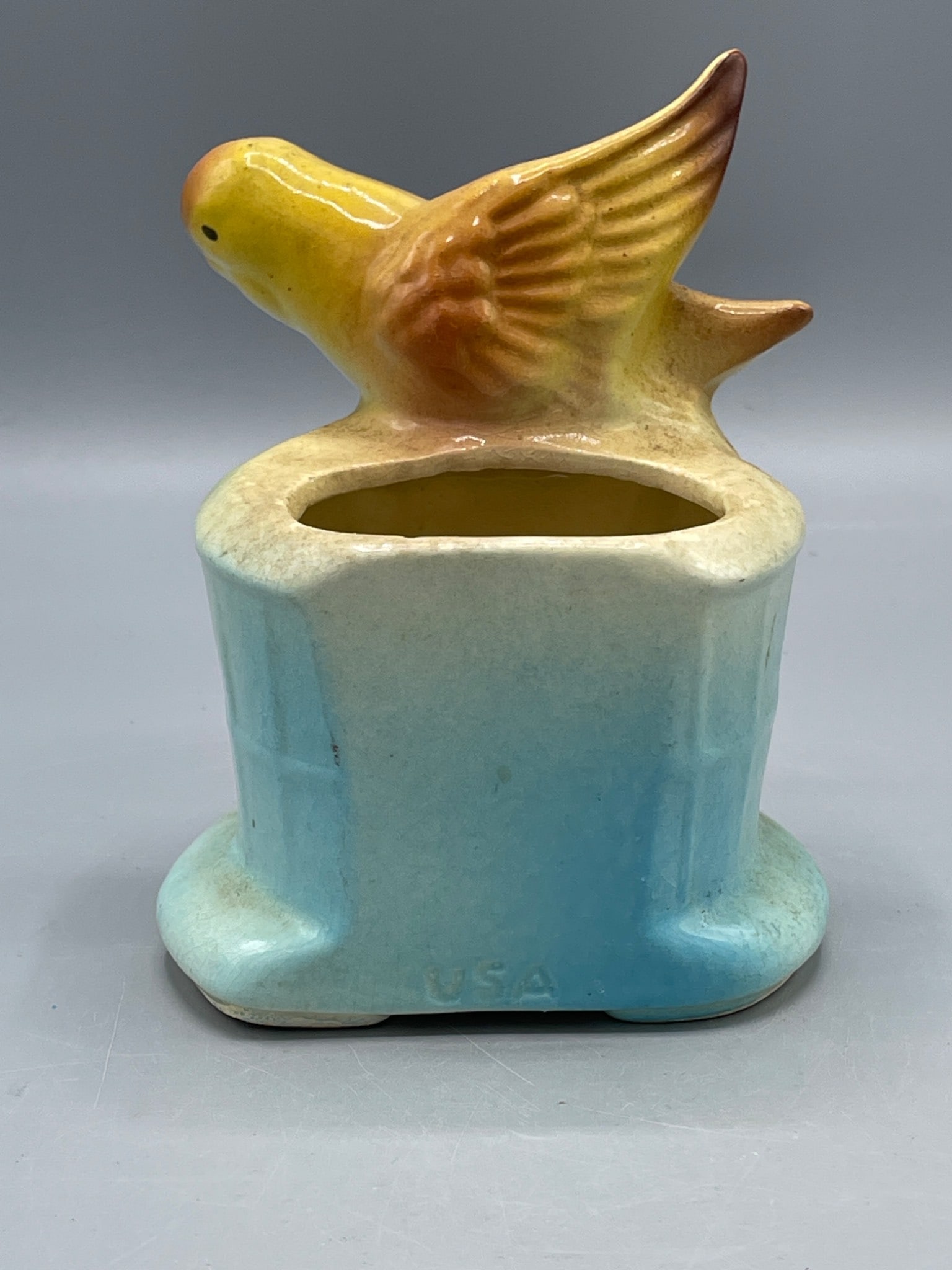 Ceramic Bird-Shaped Decorative Vase, USA Marked, Approx. 6 Inches Tall - 3