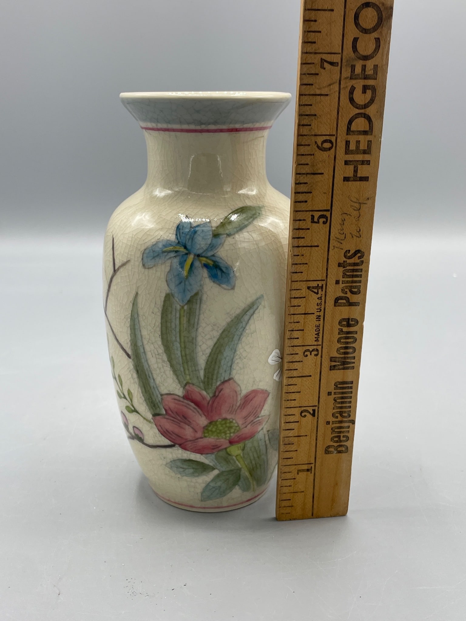 Hand-Painted Ceramic Vase, Model 7935, Floral Design - 7